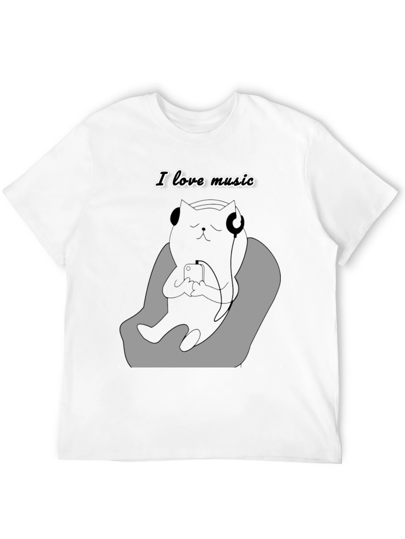 Black Cool Cat Music Lover Graphic Tee view 12