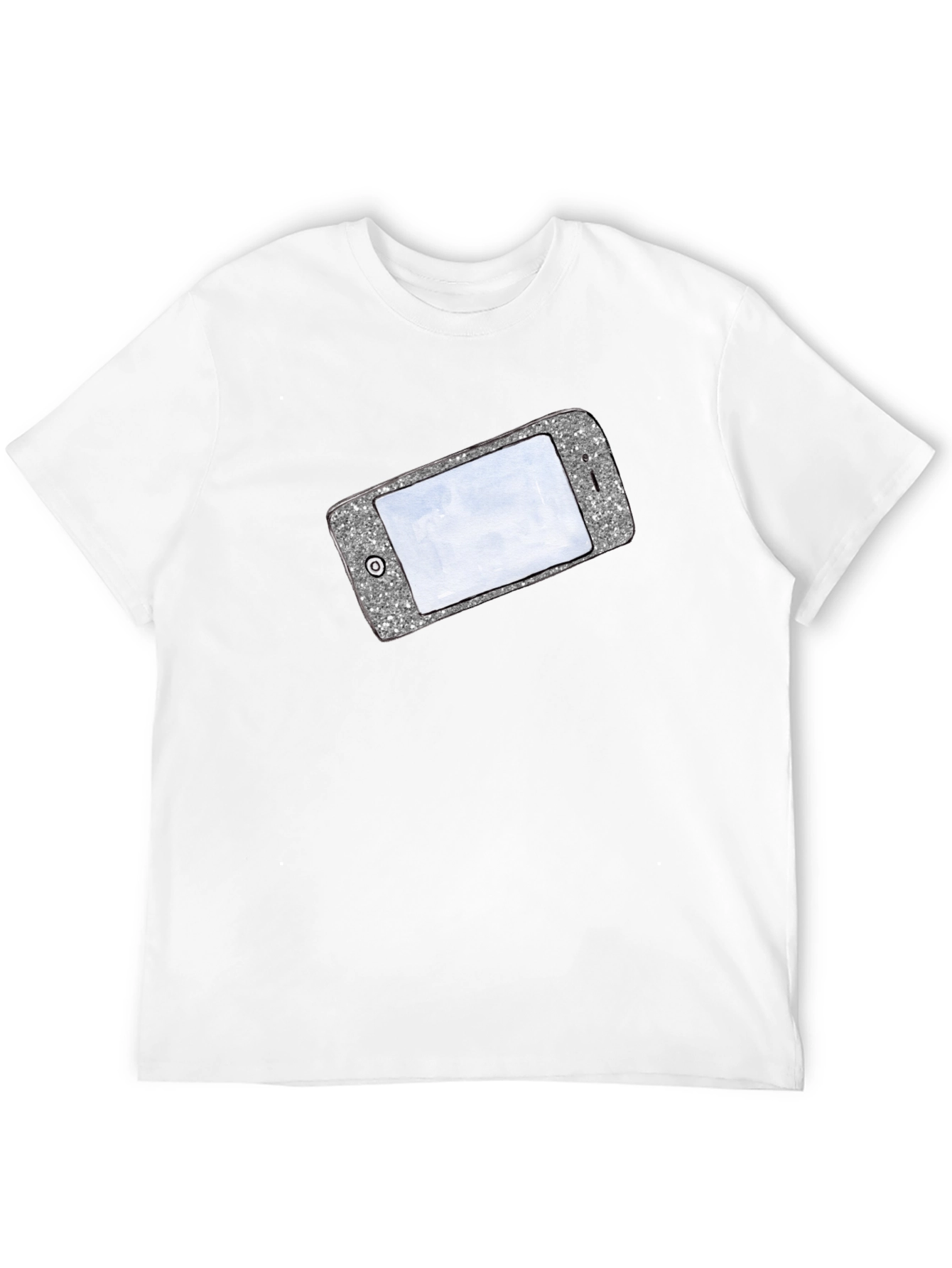 Black Glitter Phone Graphic T-Shirt - Stylish Novelty Tee view 12