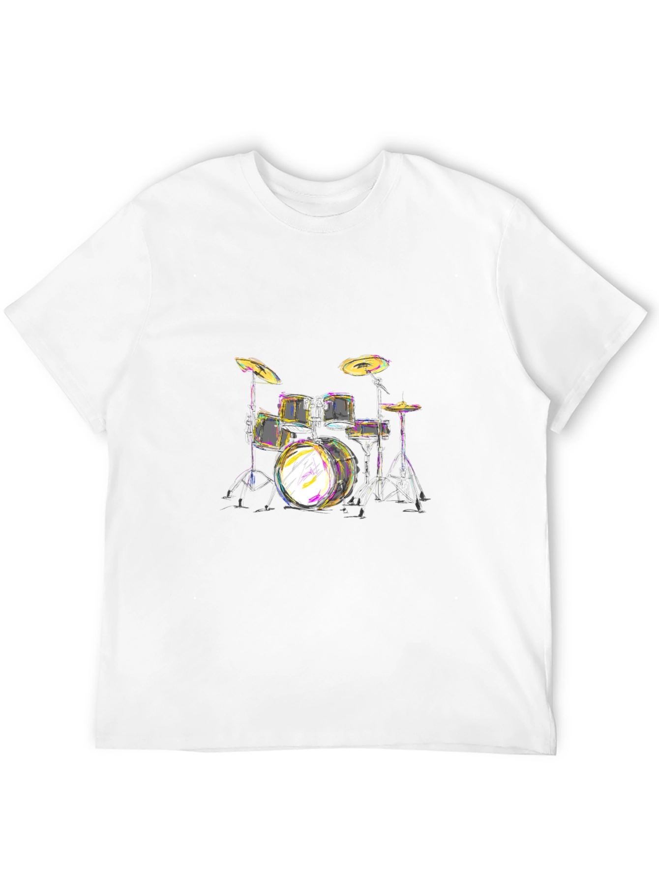 Black Drum Set Graphic Tee - Black Cotton T-Shirt view 12