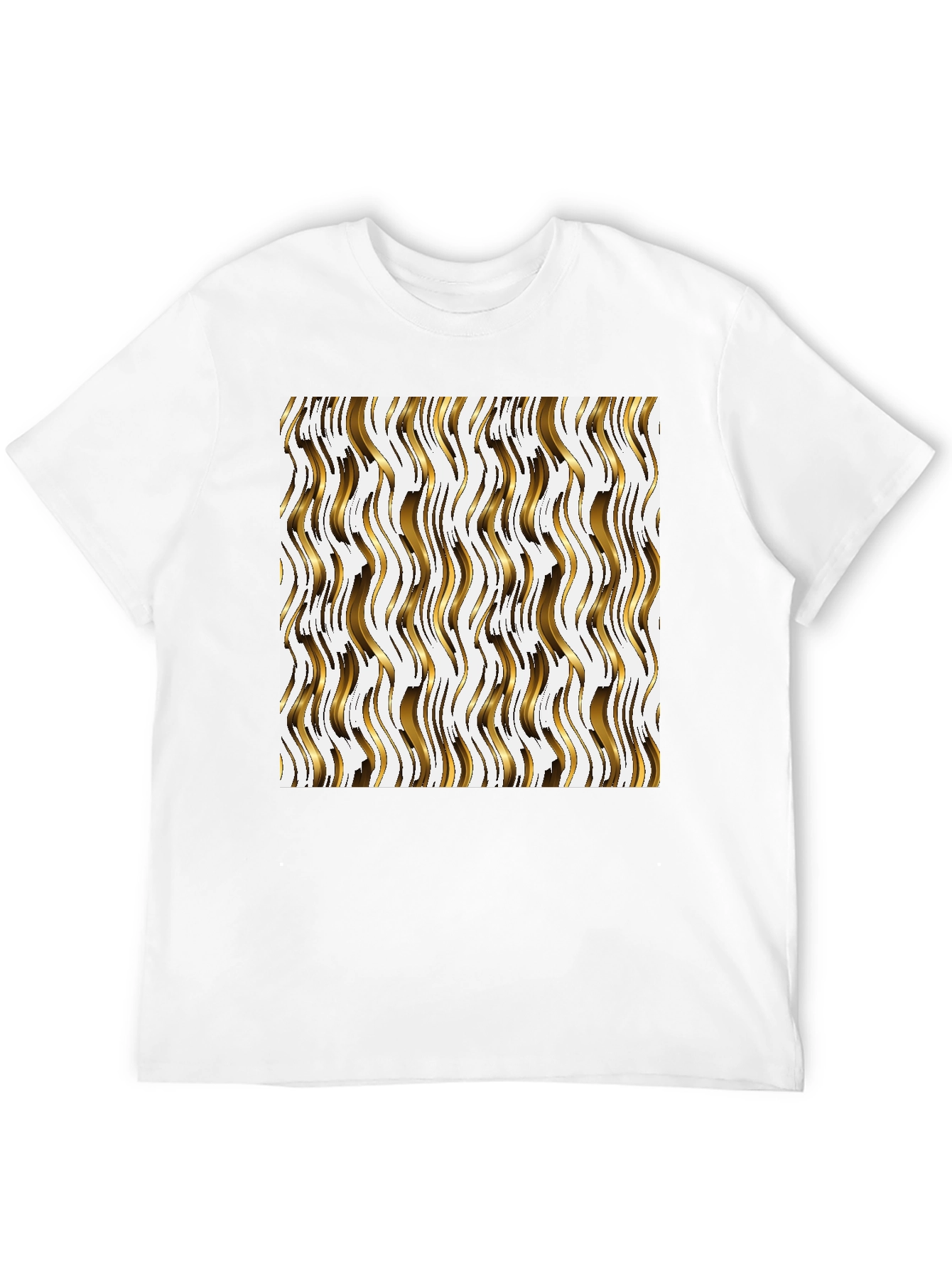Black Gold Wave Pattern Black Tee - Modern Style view 12