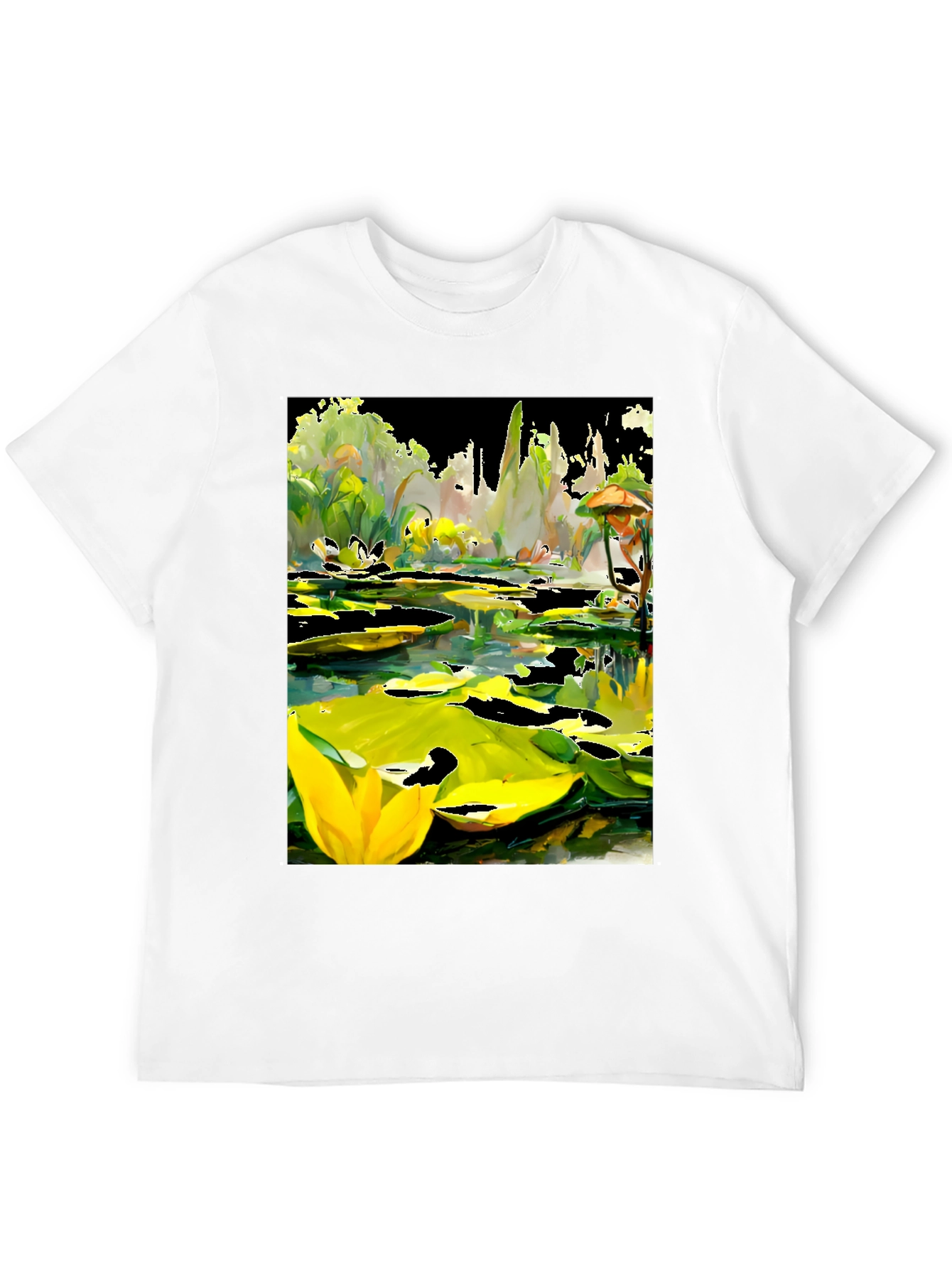 Black Lily Pond T-Shirt - Unique Artistic Design view 12
