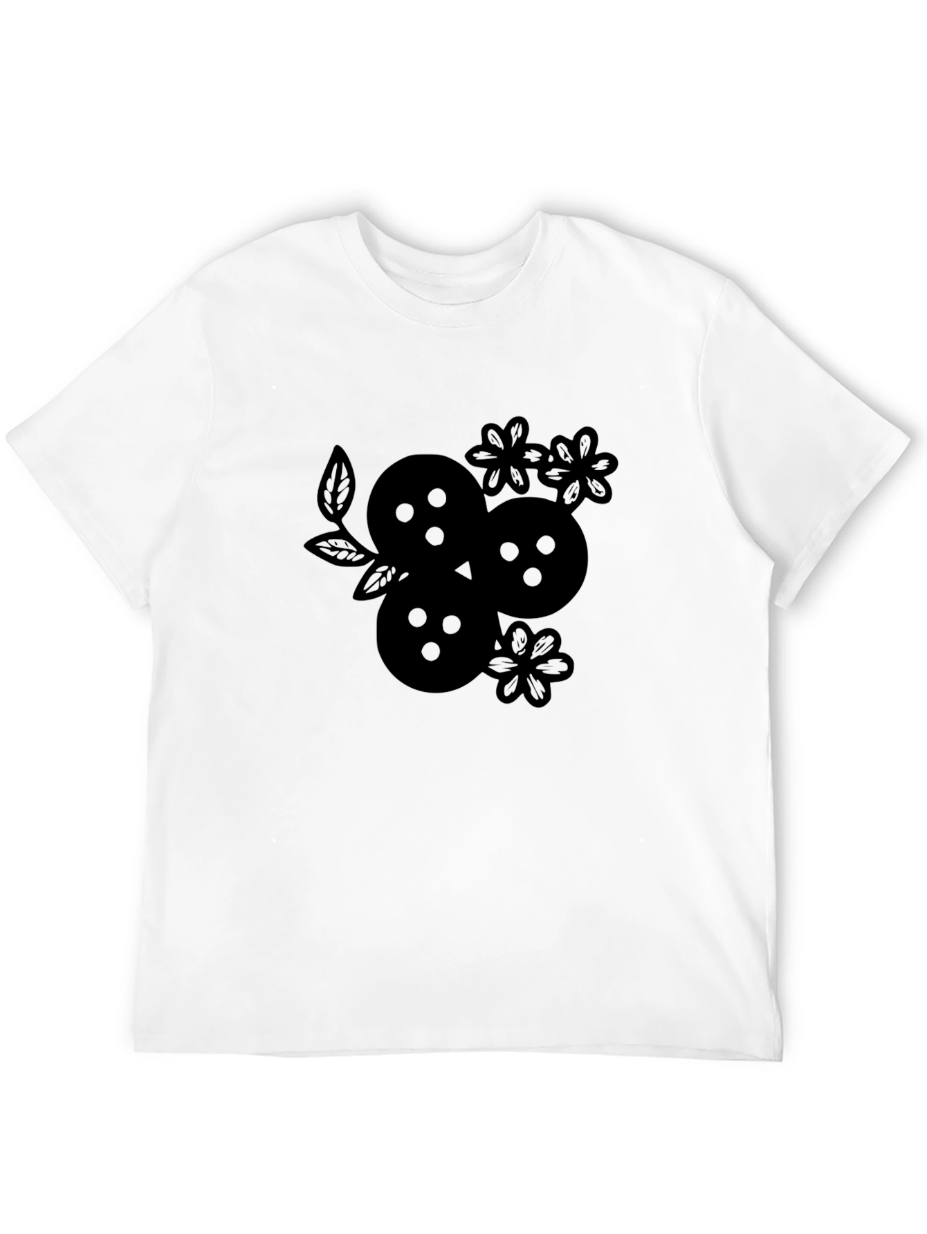 Black Black Graphic Tee - Floral Fruit Design view 12