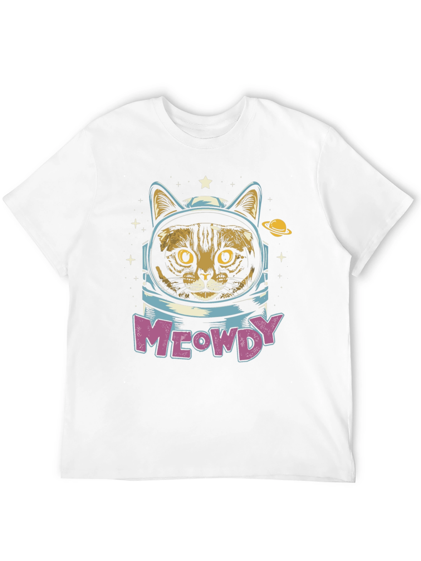 Black Meowdy Cat Astronaut T-Shirt - Space Kitty Tee view 12