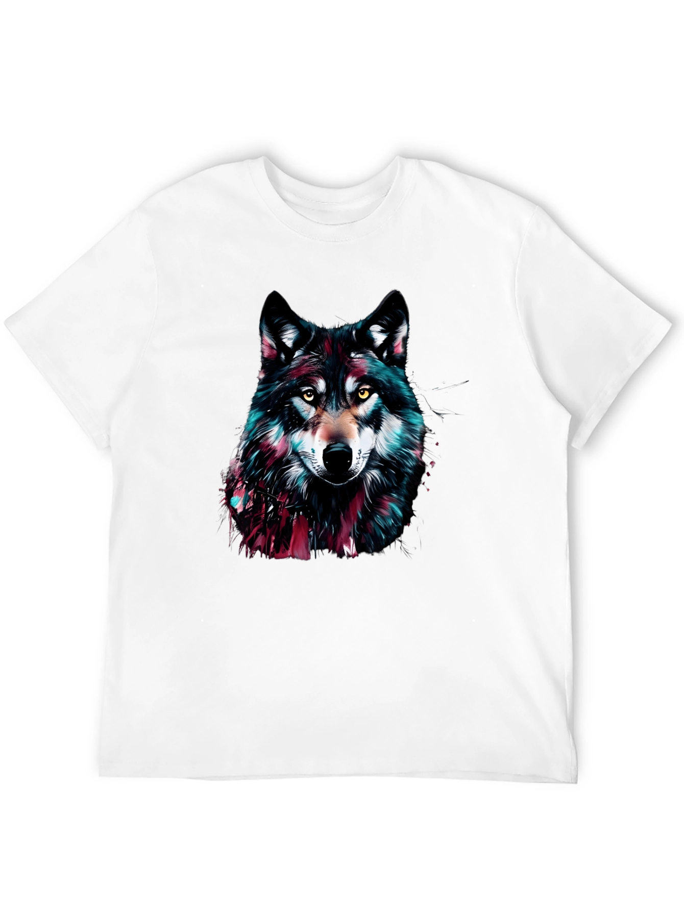 Black Wolf Graphic Print Crew Neck Men's T-Shirt view 12