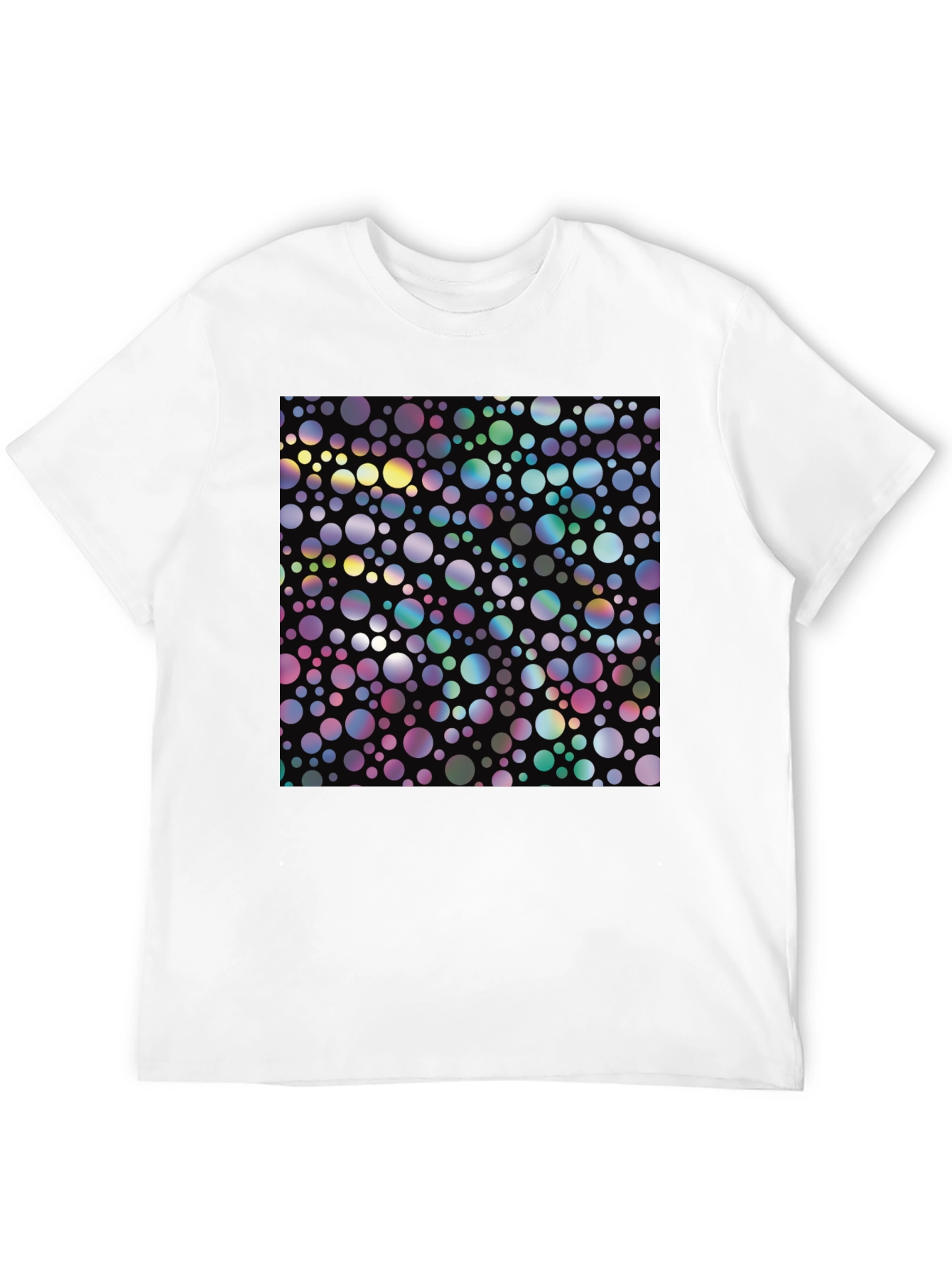 Black Colorful Circle Pattern Black T-Shirt view 12