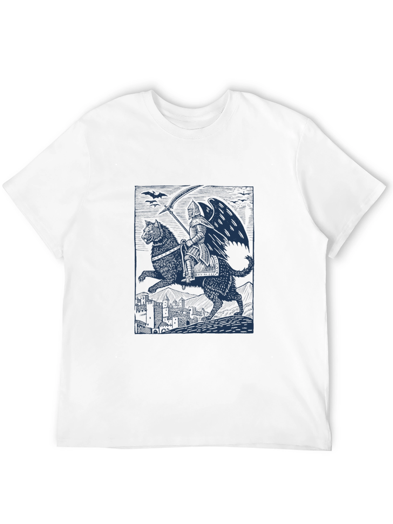 Grim Reaper Wolf Rider Graphic Tee - Black Cotton - 12