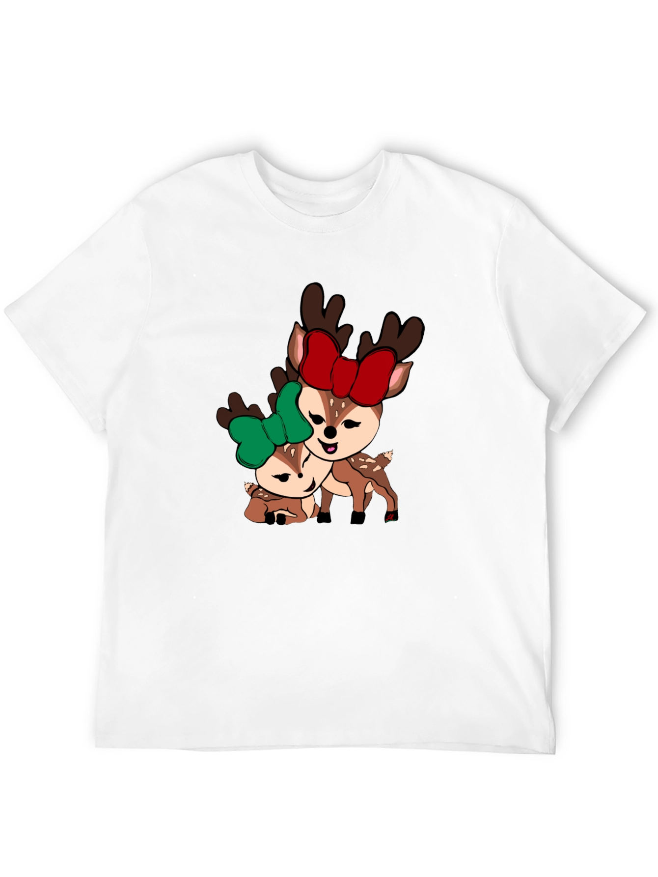 Black Cute Deer Couple T-Shirt - Holiday Season Apparel view 12
