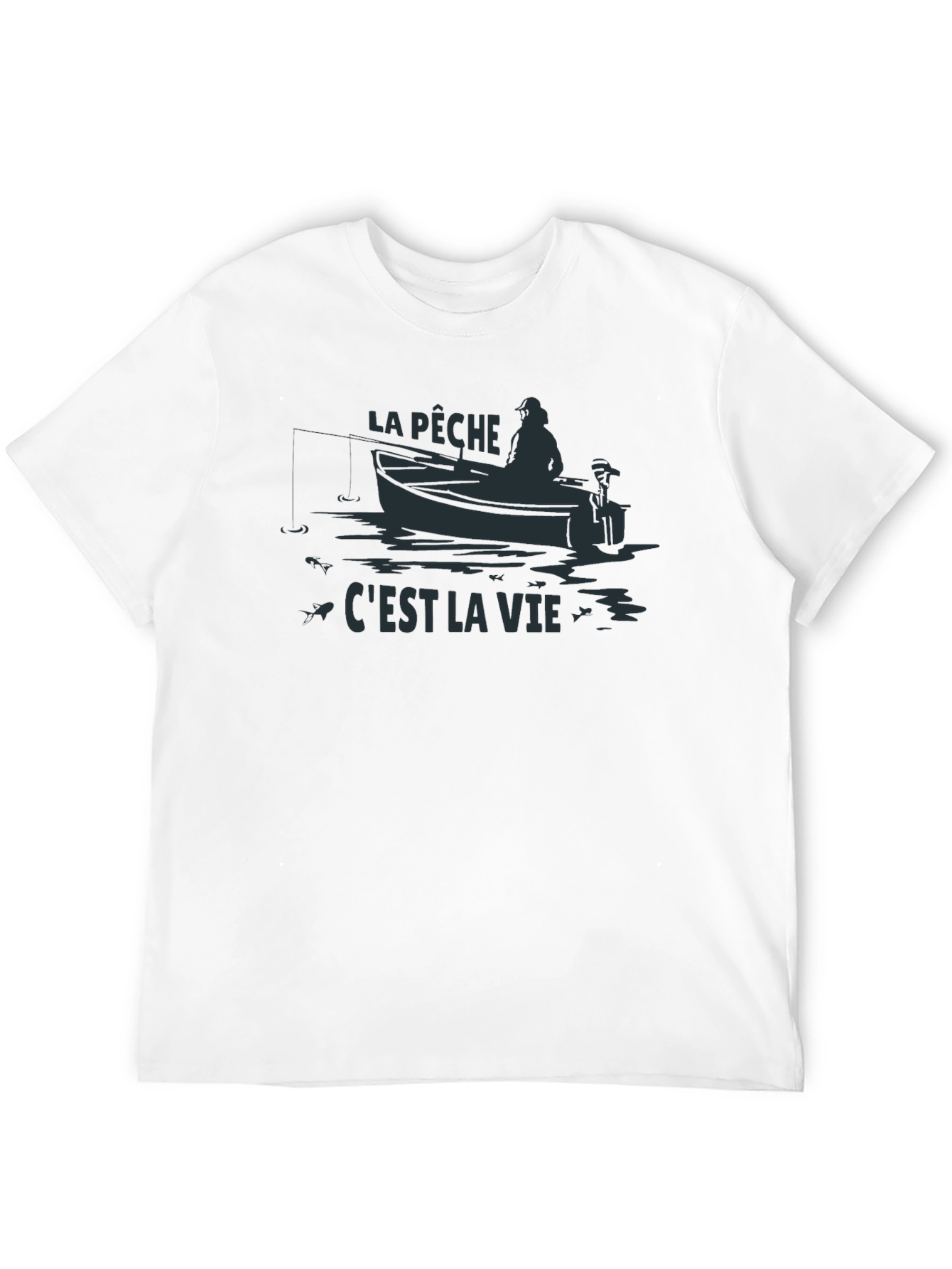 Black La Pêche C'est La Vie Fishing T-Shirt view 12