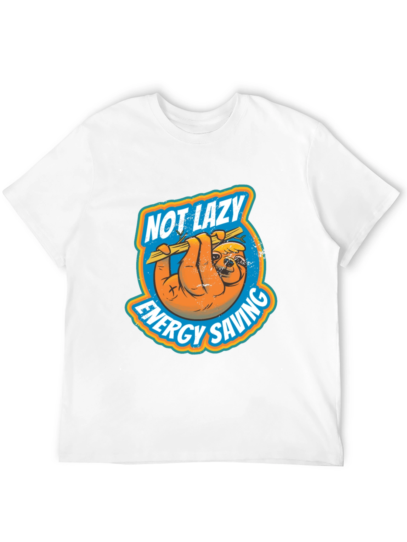 Black Not Lazy Energy Saving Sloth Graphic T-Shirt view 12