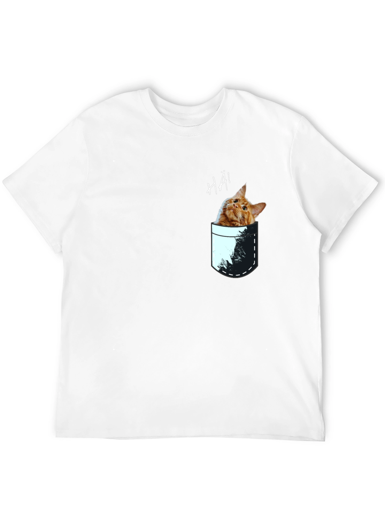 Black Cat Pocket Graphic Tee - Quirky Men's T-Shirt view 12