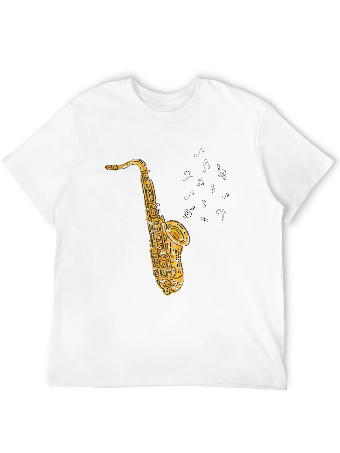 Black Saxophone Graphic Tee - Black Cotton T-Shirt view 12