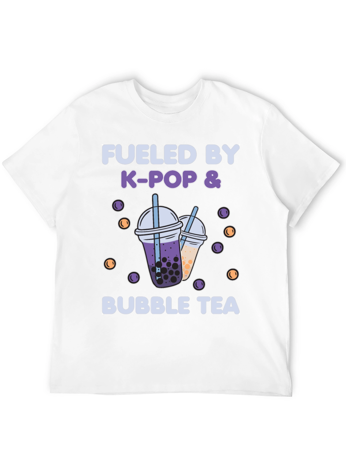 Black Fueled by K-Pop & Bubble Tea Graphic T-Shirt view 12