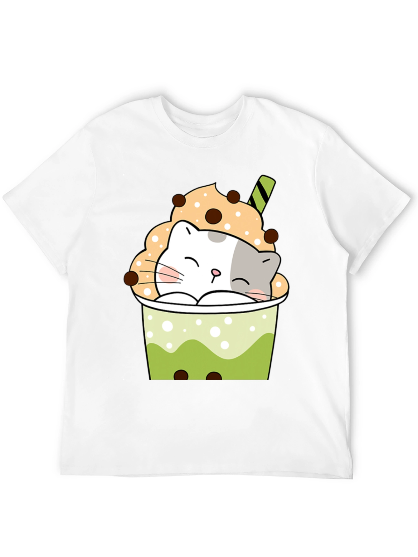 Black Cute Boba Cat Black T-Shirt view 12
