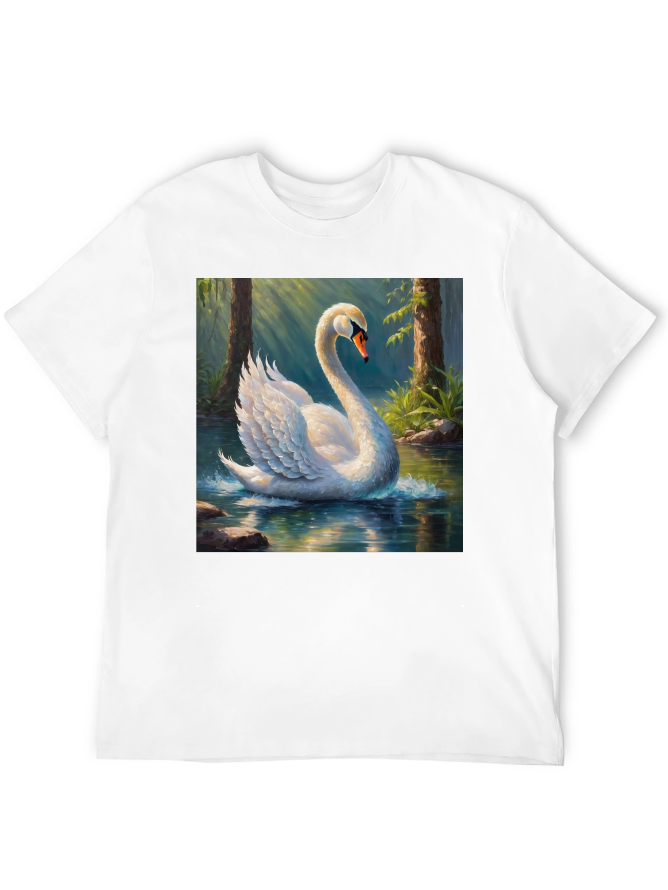 Black Elegant Swan Graphic T-Shirt view 12