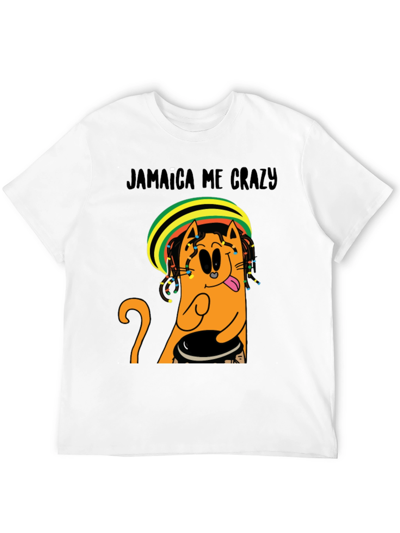 Black Jamaica Me Crazy T-Shirt - Cat Reggae Design view 12