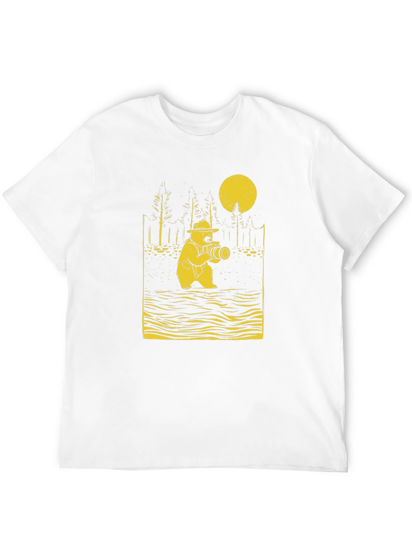 Black Bear Photographer Graphic Tee - Black Cotton T-Shirt view 12