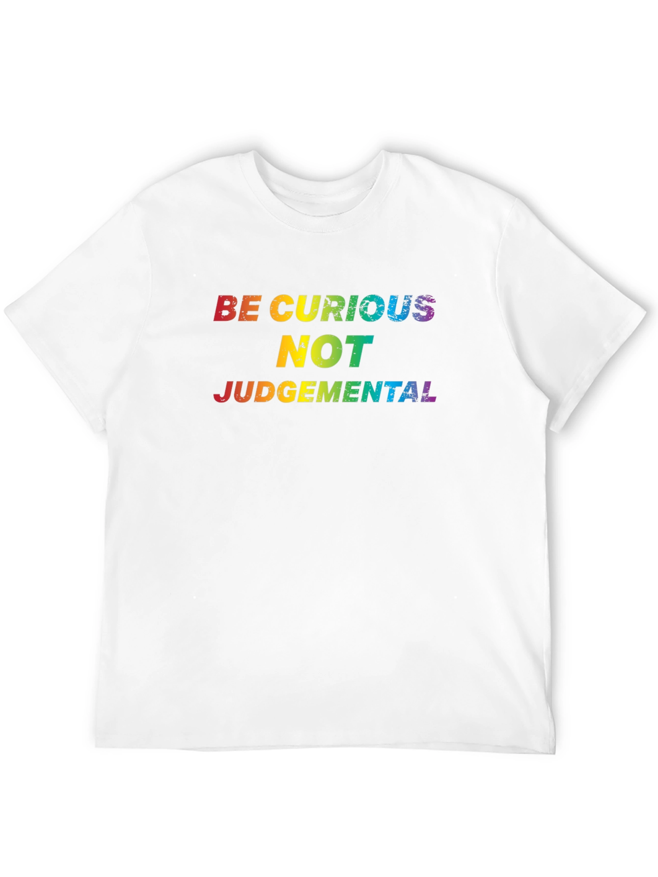 Black Be Curious Rainbow Text Black T-Shirt view 12