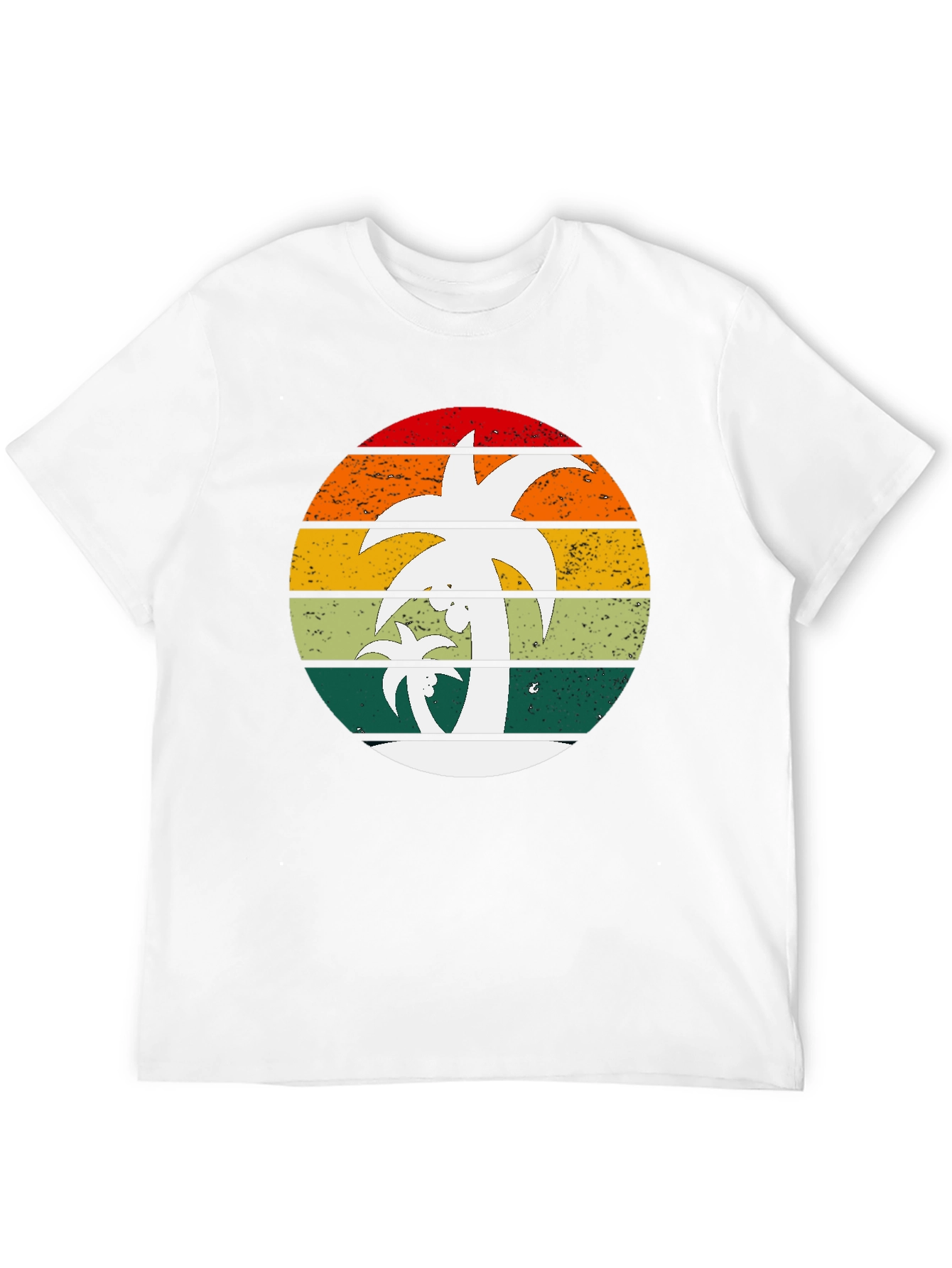 Black Retro Palm Tree Sunset Graphic Tee - Black Cotton T-Shirt view 12