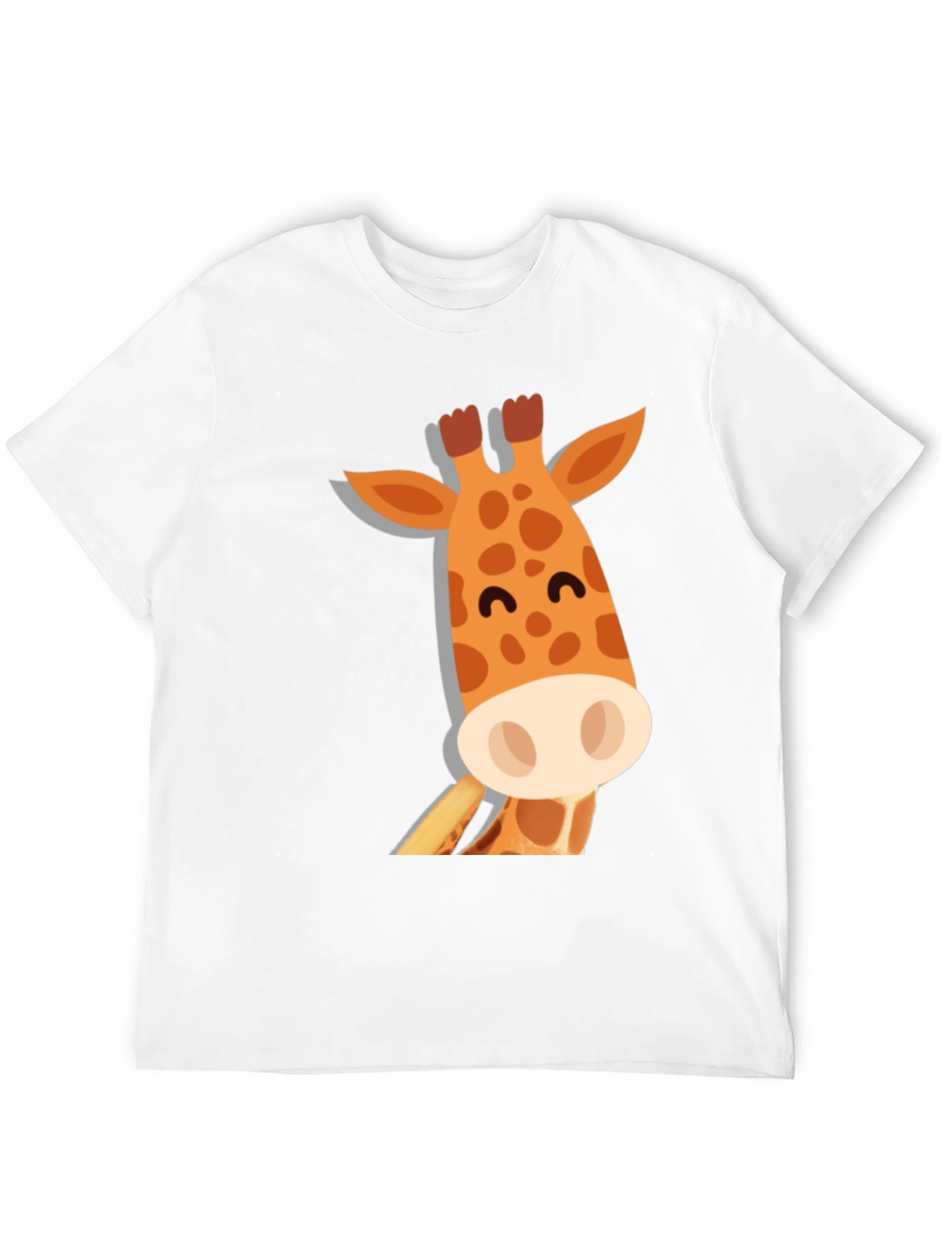 Black Cute Giraffe Graphic Tee - Black Cotton T-Shirt view 12