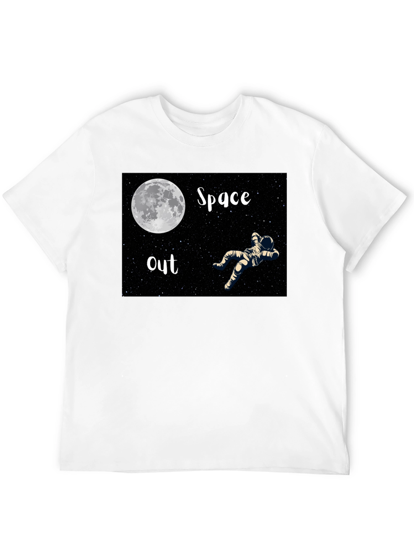 Space Out Black T-Shirt - Astronaut Moon Design - 12