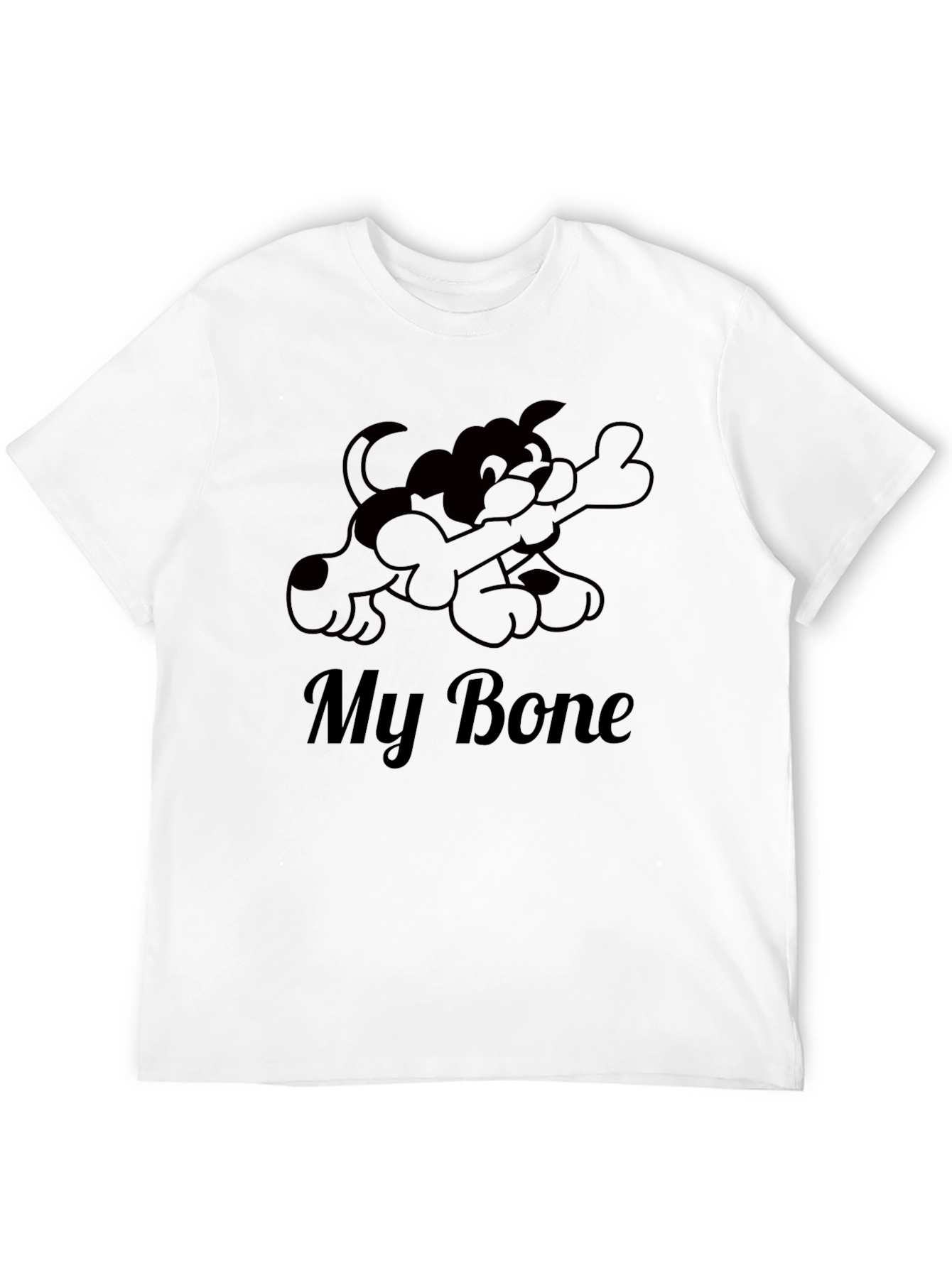Black My Bone T-Shirt - Dog Cartoon Graphic Tee view 12