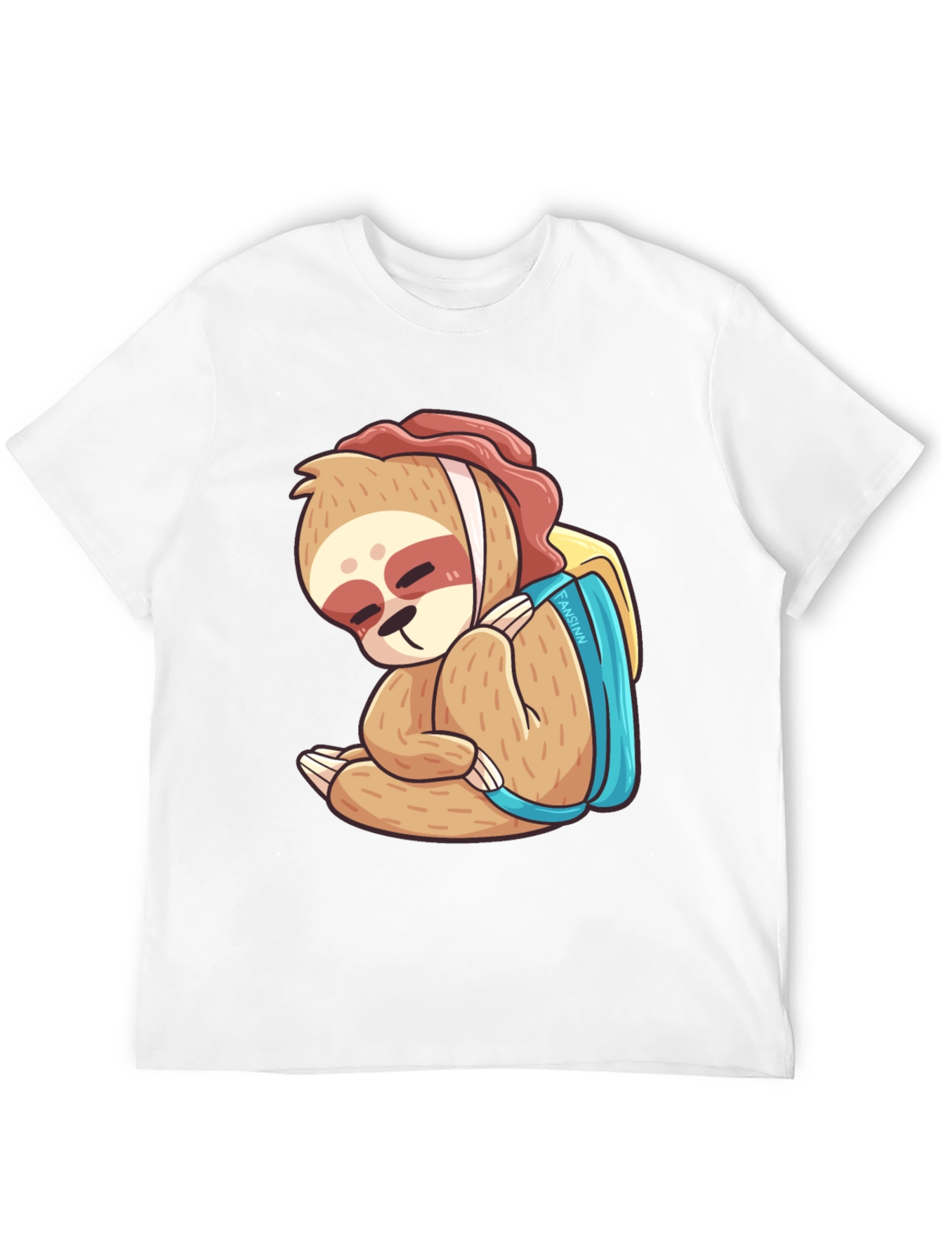 Black Sloth with Backpack Graphic T-Shirt view 12