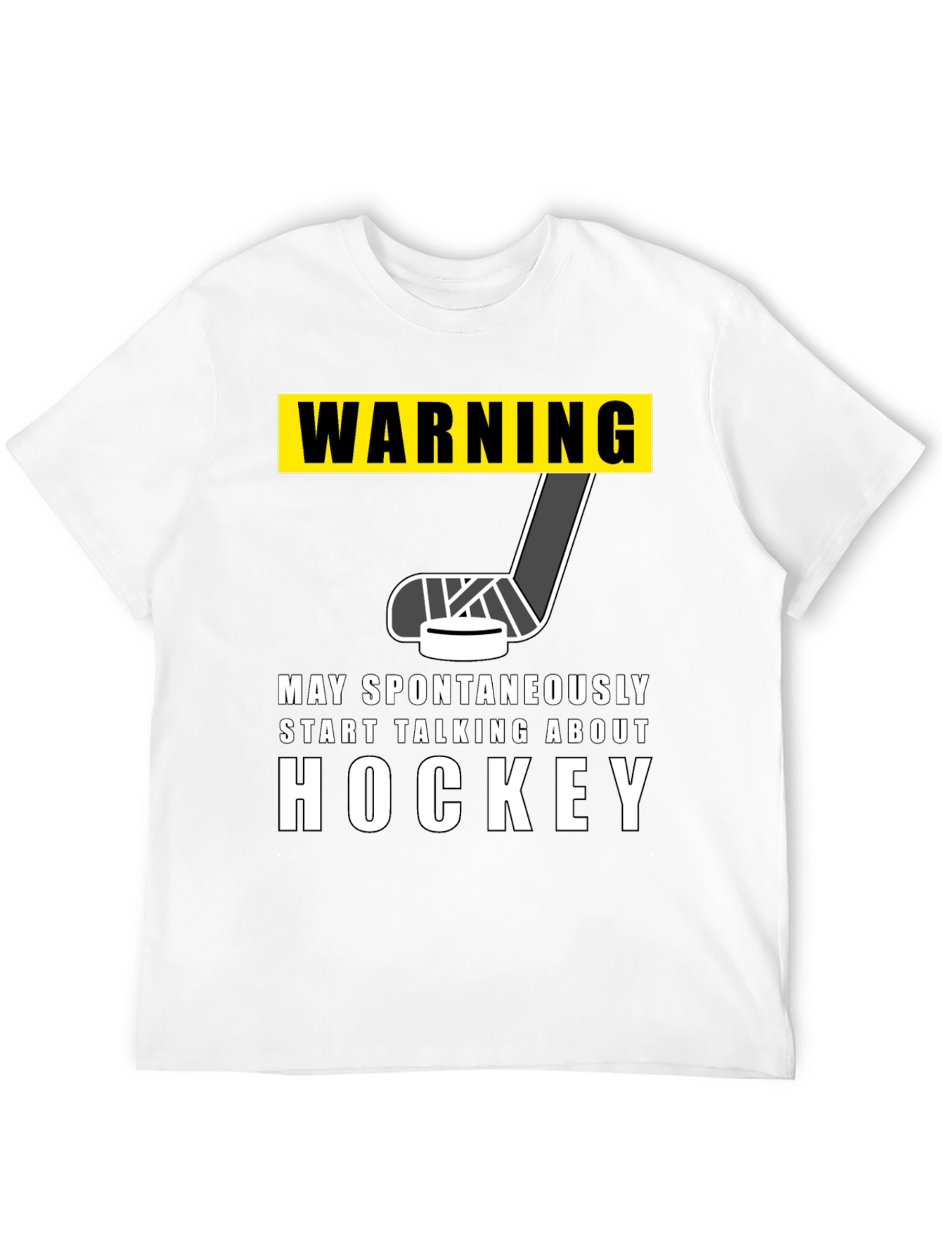 Black Warning Hockey T-Shirt - May Spontaneously Talk About Hockey view 12