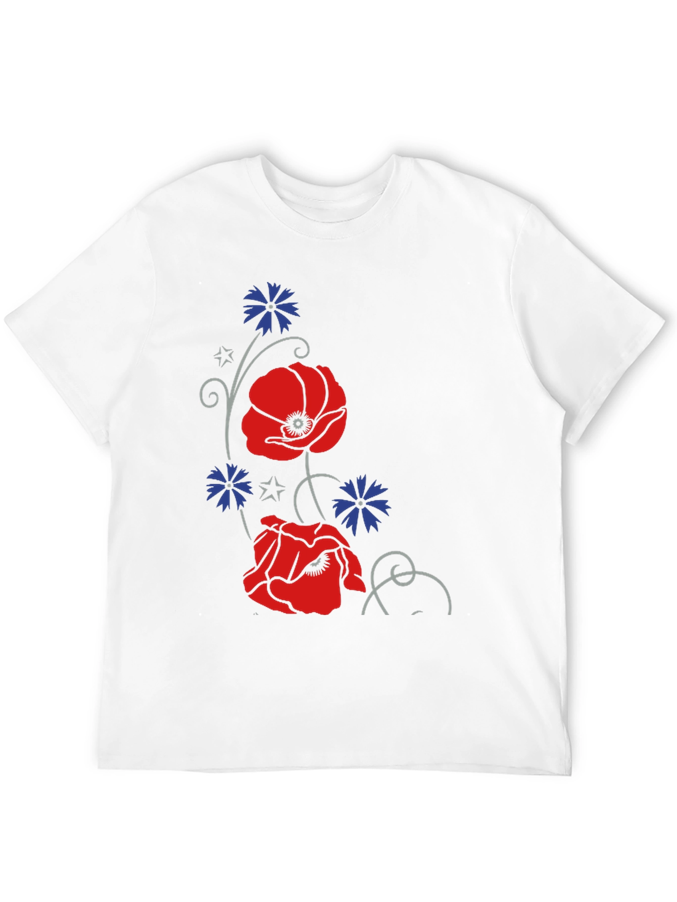 Black Floral Poppy & Cornflower Print Black T-Shirt view 12