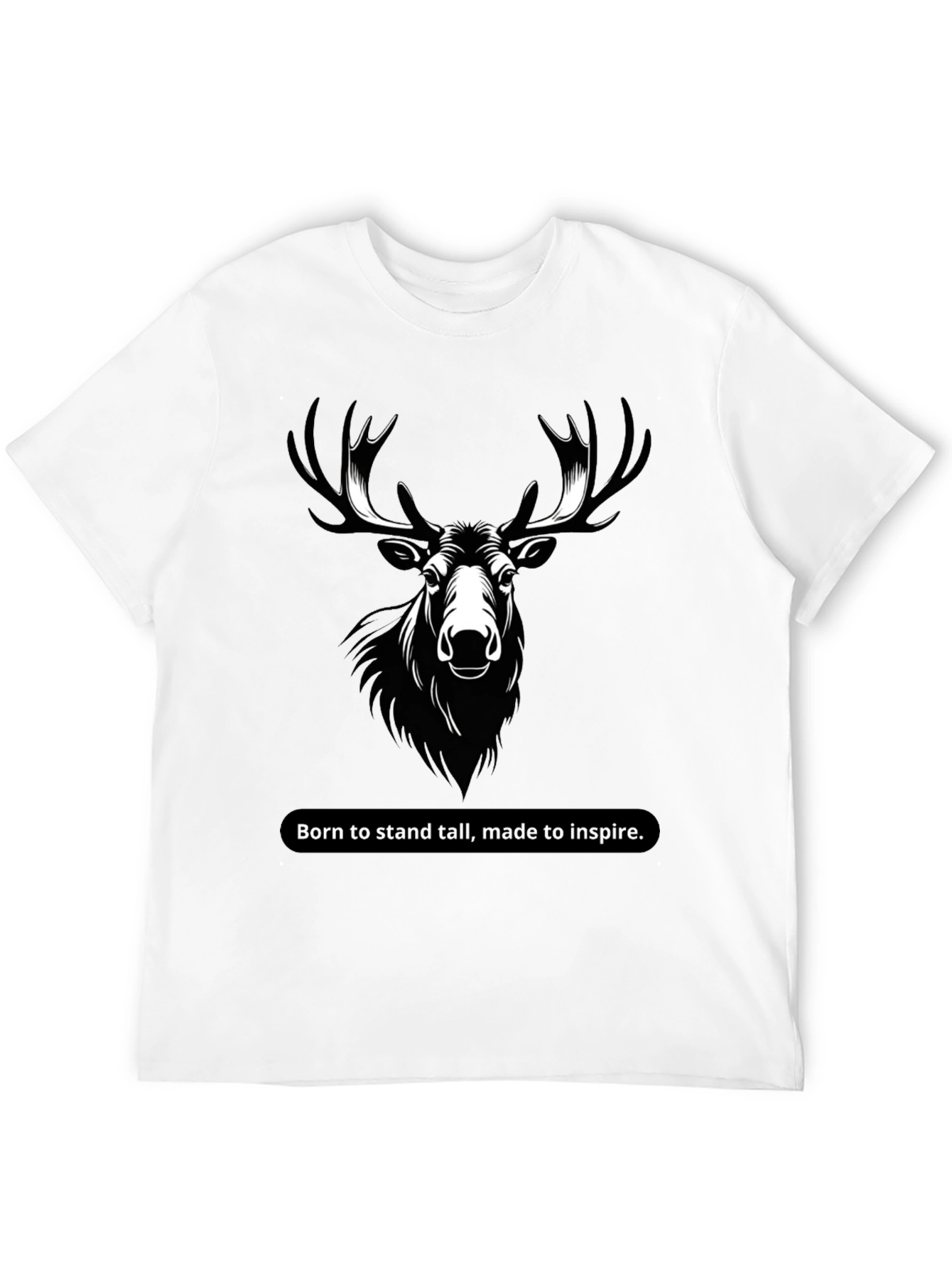 Black Men's Black T-Shirt with Moose Graphic view 12