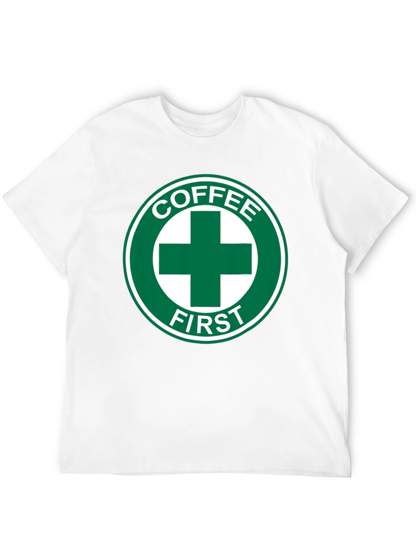 Black Coffee First T-Shirt - Green Cross Design view 12