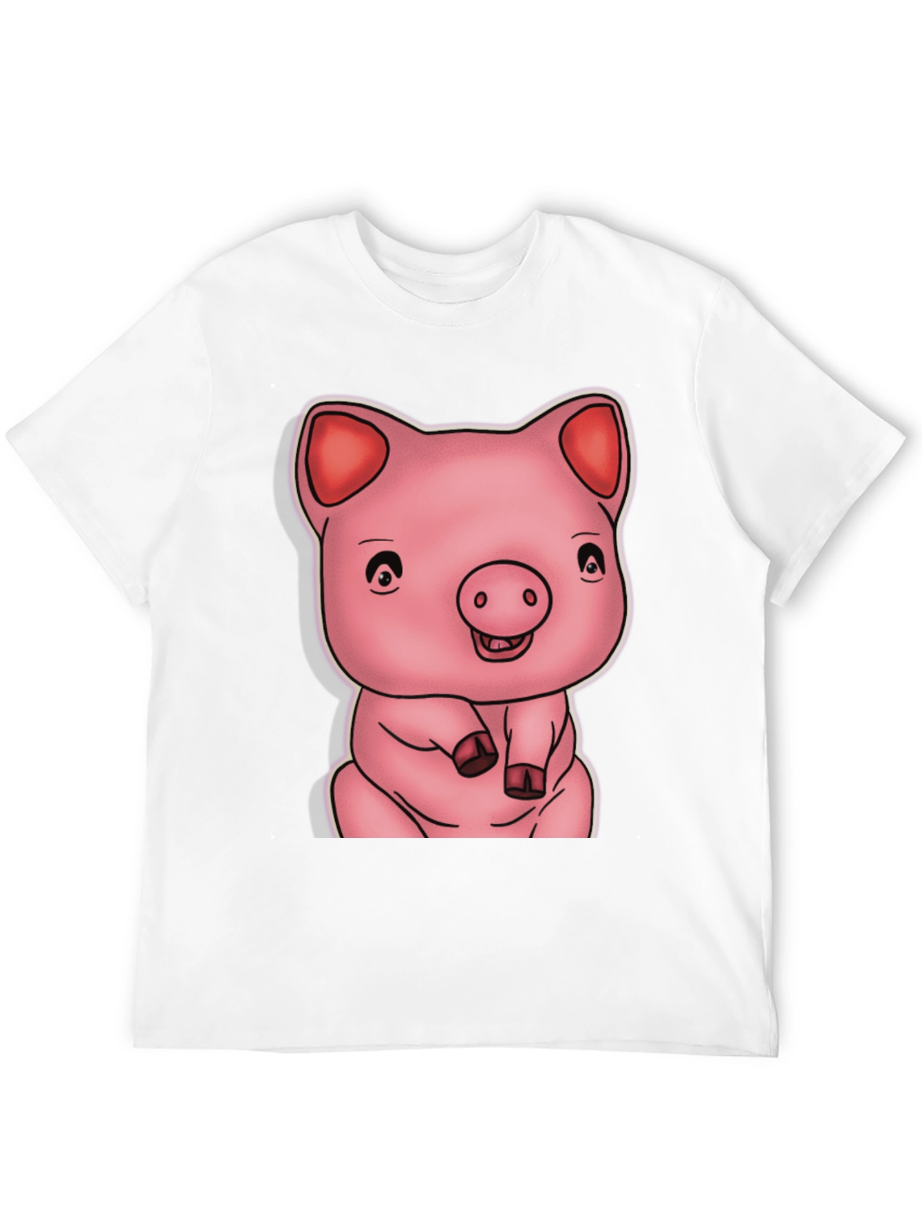 Black Cute Pig Graphic Black T-Shirt view 12