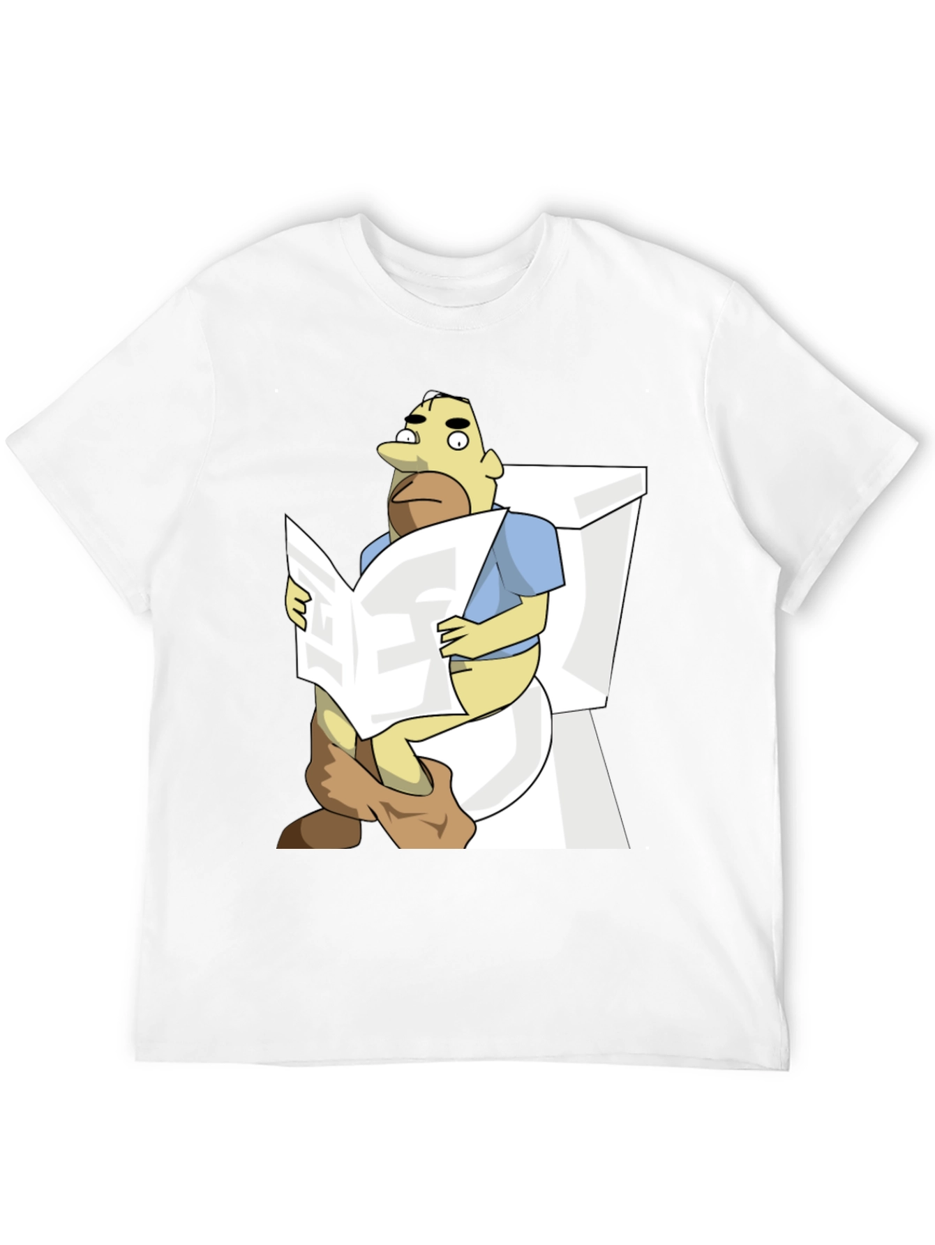 Black Humorous Cartoon Man on Toilet T-Shirt view 12
