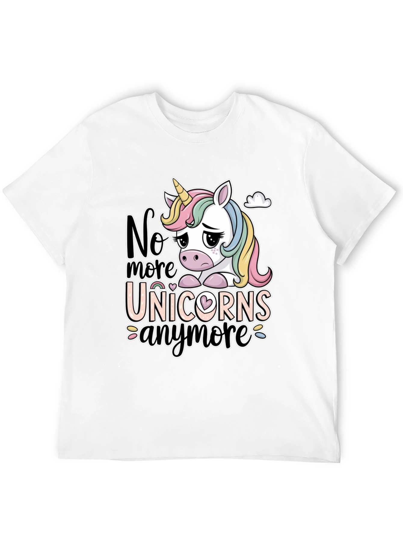 Black Sad Unicorn Graphic Tee - "No More Unicorns" Black T-Shirt view 12