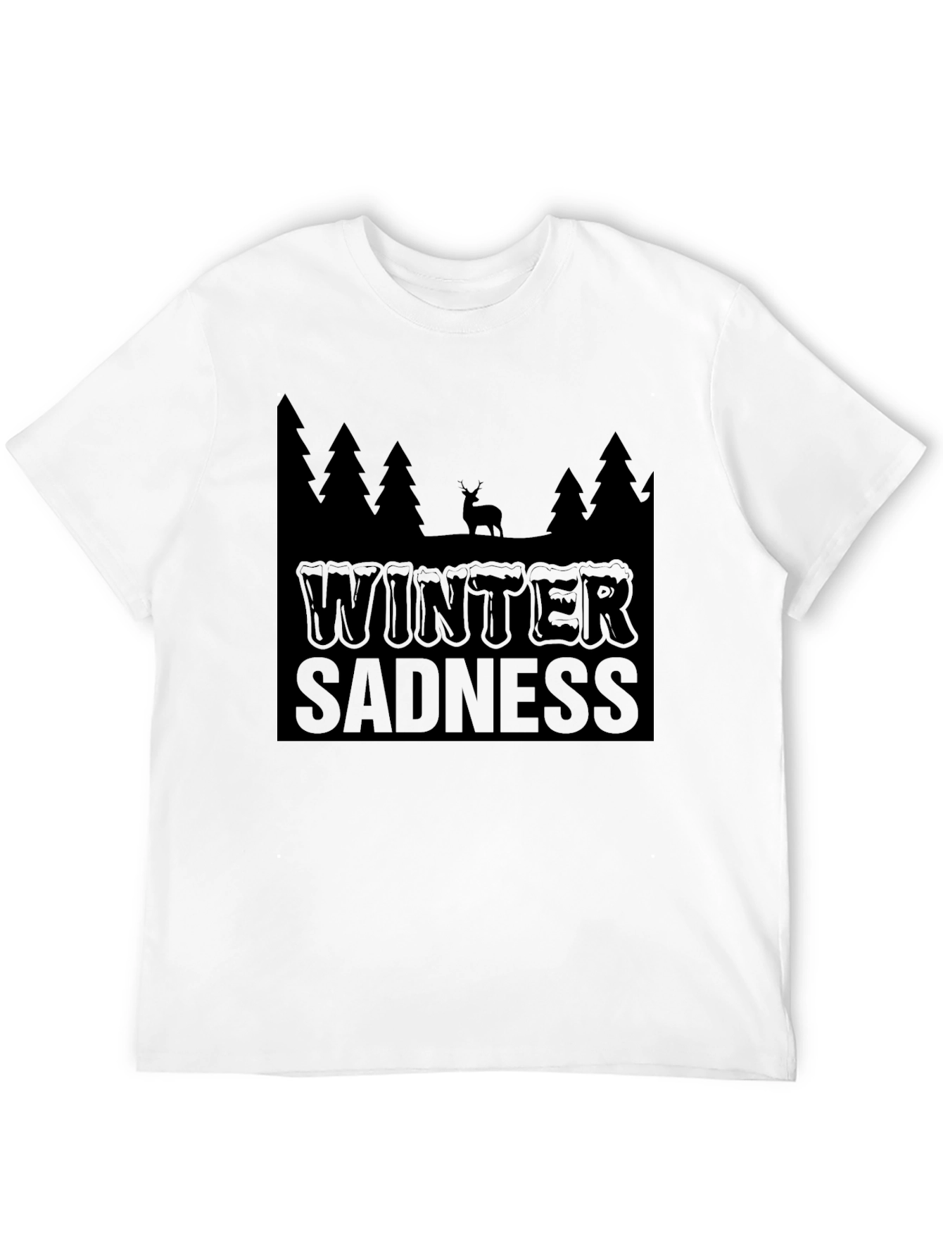 Black Winter Sadness Black Graphic T-Shirt view 12