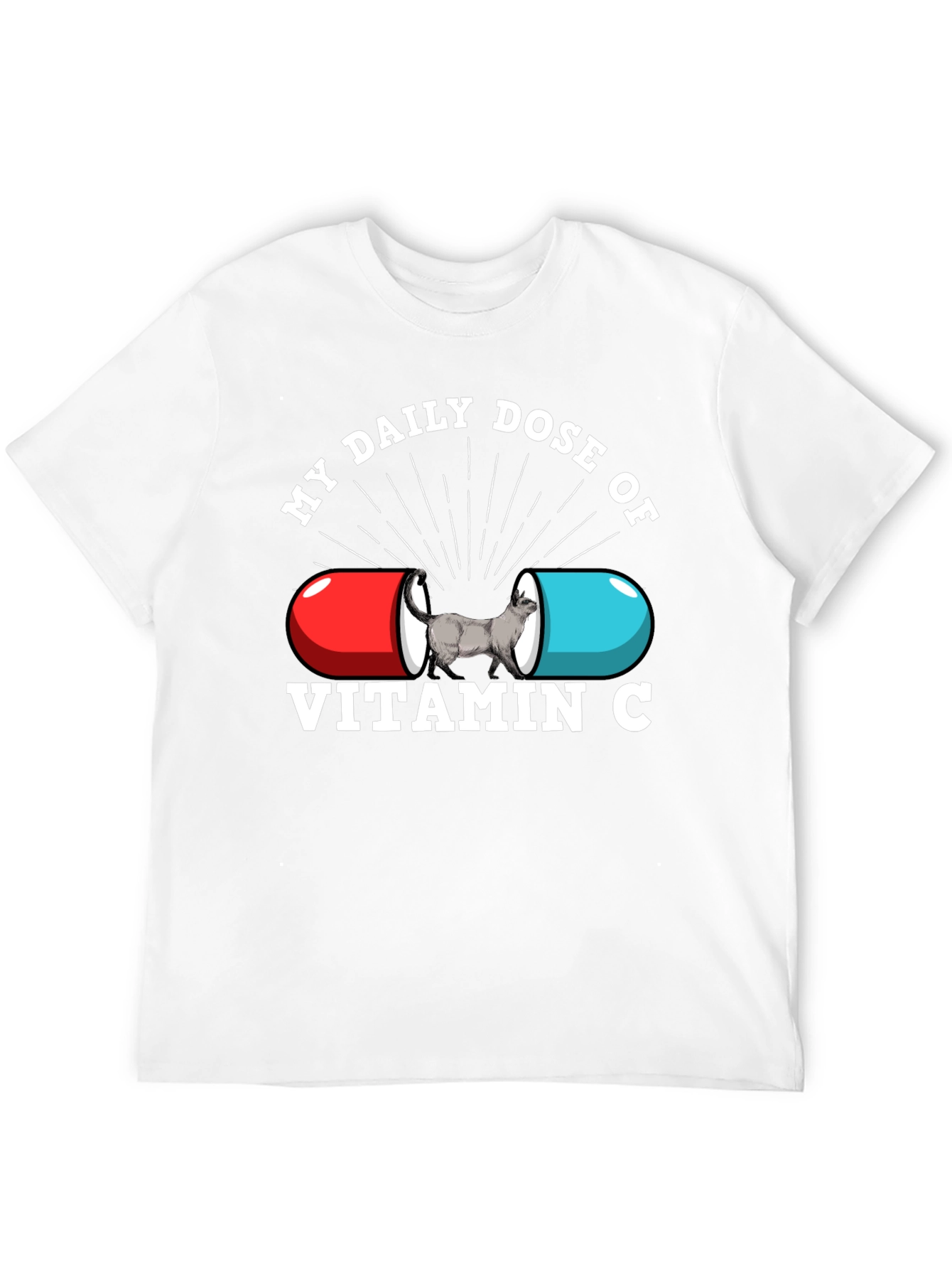 Black Vitamin C Cat T-Shirt - Daily Dose Humor Tee view 12