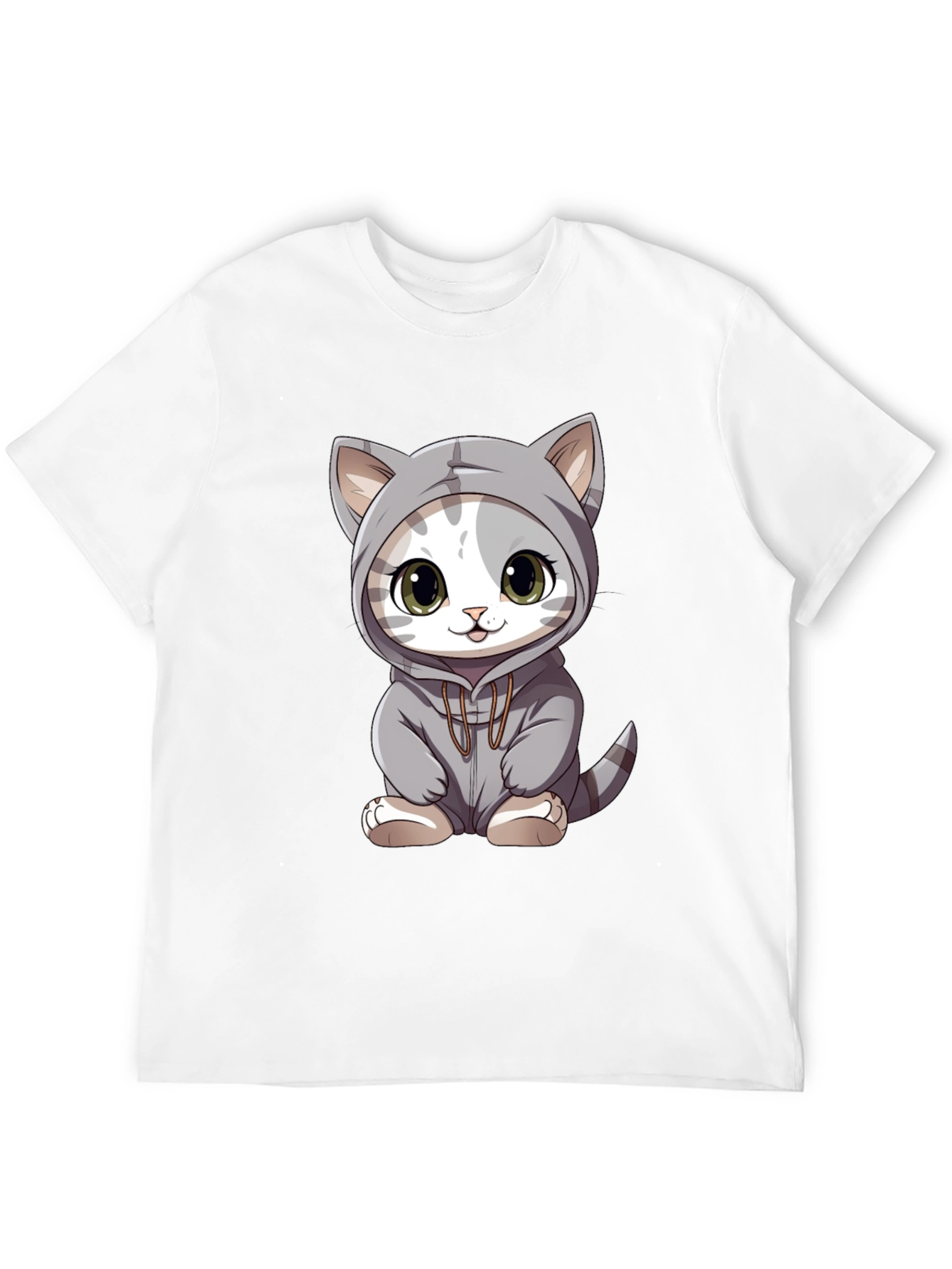 Black Cute Cat Hoodie T-Shirt view 12