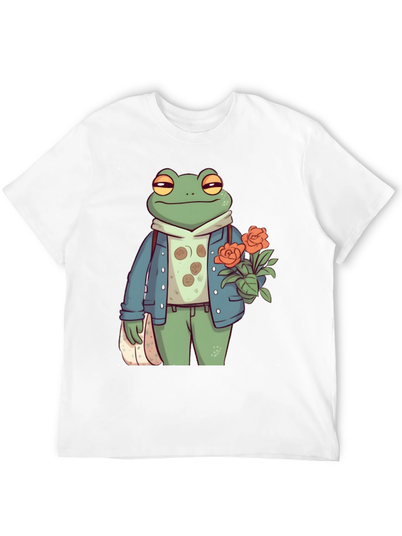 Black Stylish Frog with Flowers Graphic Tee view 12