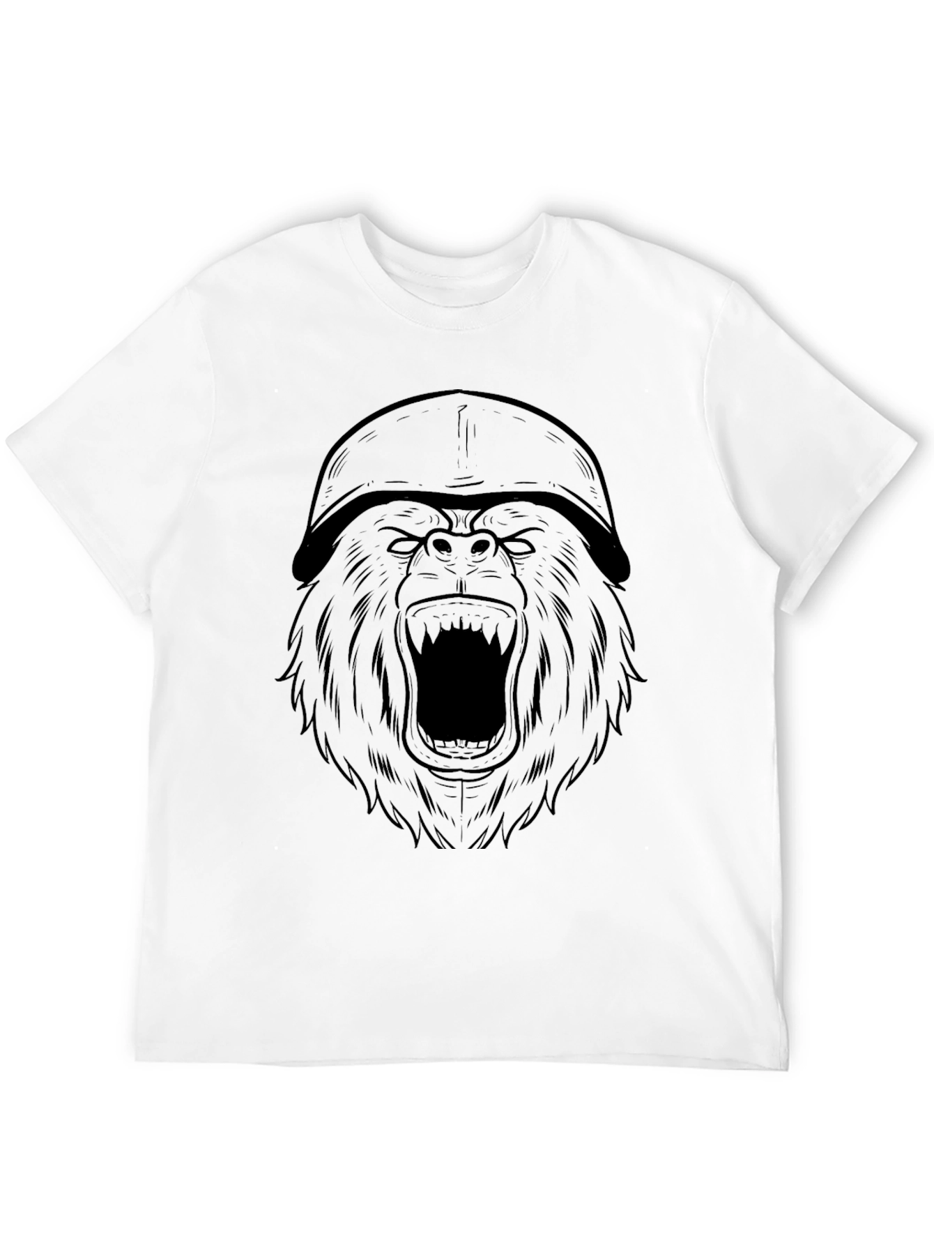 Black Black Gorilla Helmet T-Shirt - Men's Graphic Tee view 12