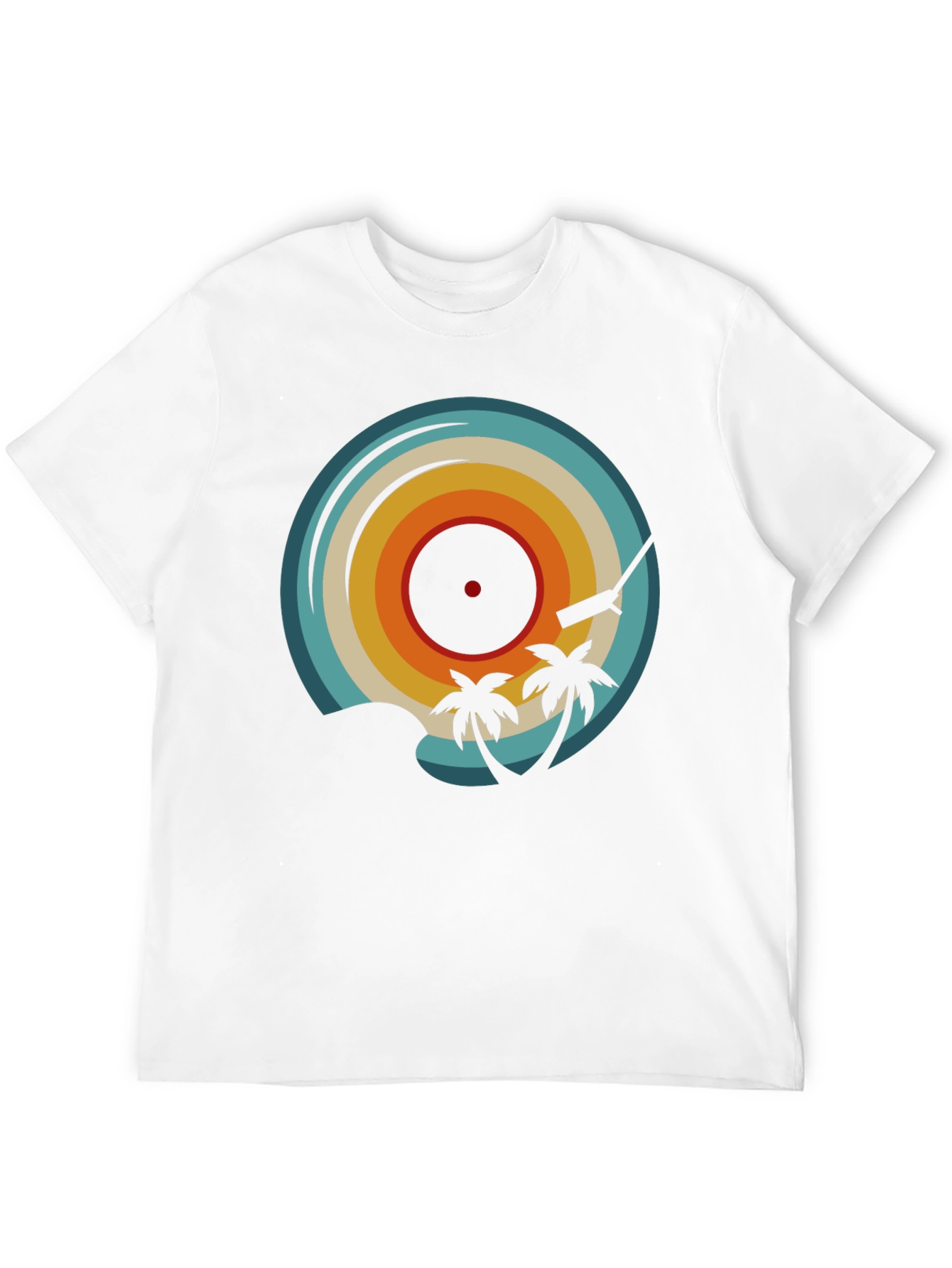 Black Retro Vinyl Record Palm Tree Graphic Tee view 12