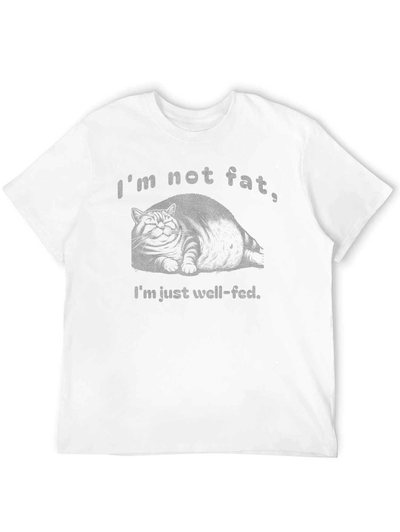 Black Funny Cat T-Shirt - I'm Not Fat, Well-Fed view 12