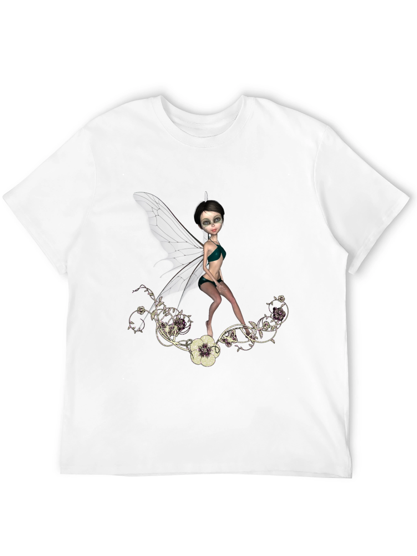Black Fairy Graphic T-Shirt - Fantasy Art Tee view 12
