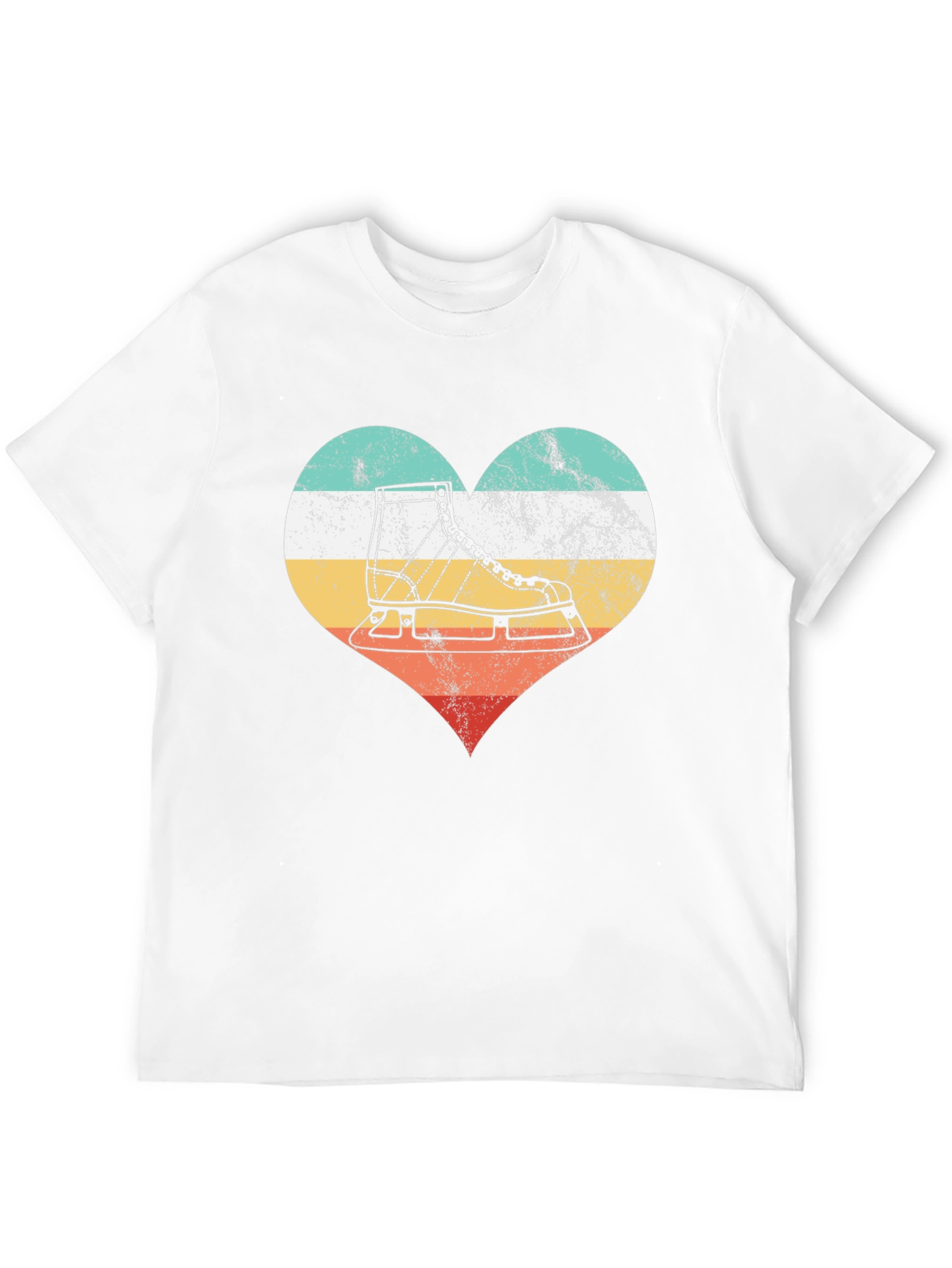 Black Vintage Ice Skate Heart T-Shirt view 12