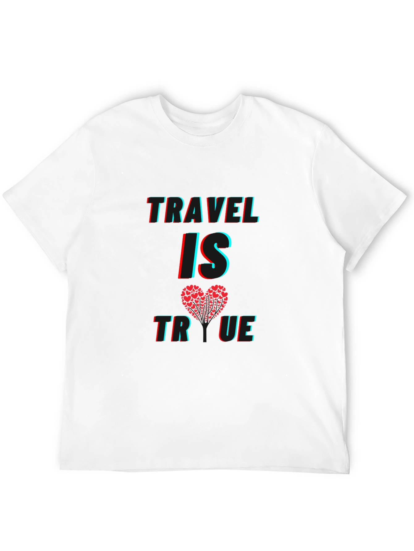 Black Travel Is True Heart Graphic Tee - Soft Cotton Blend view 12