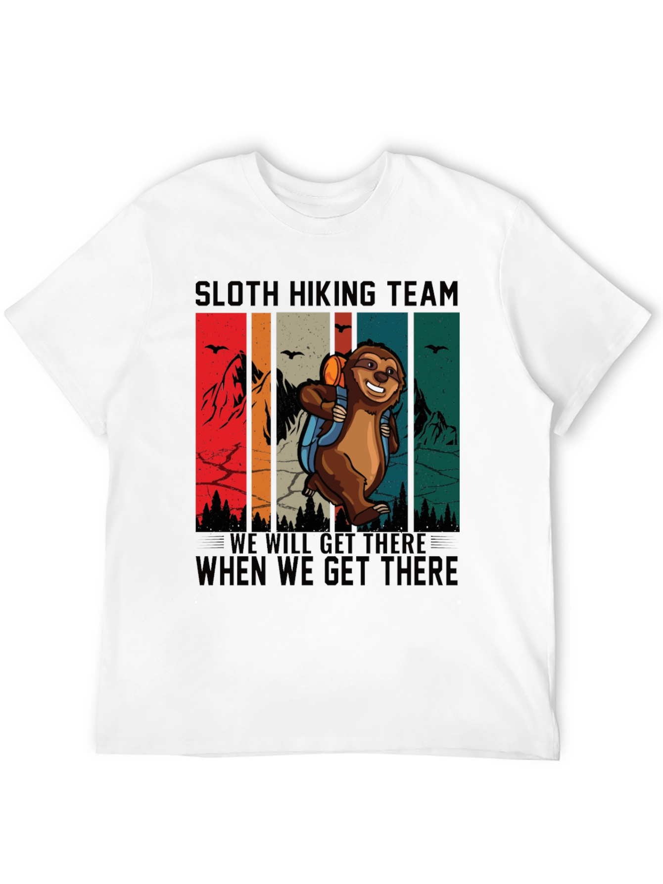 Black Sloth Hiking Team T-Shirt Funny Graphic Tee view 12