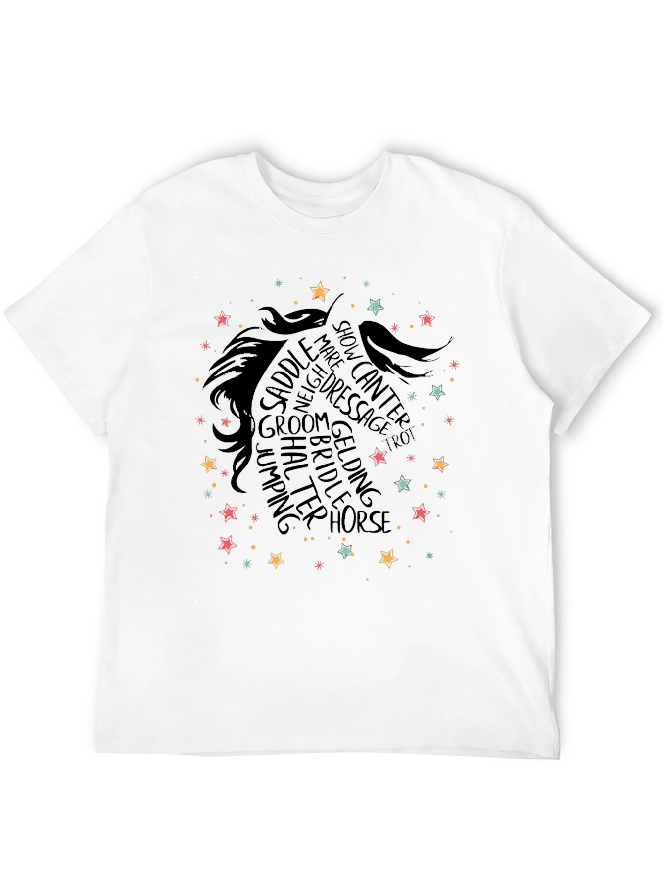 Black Horse Lover T-Shirt: Equestrian Word Art Design view 12