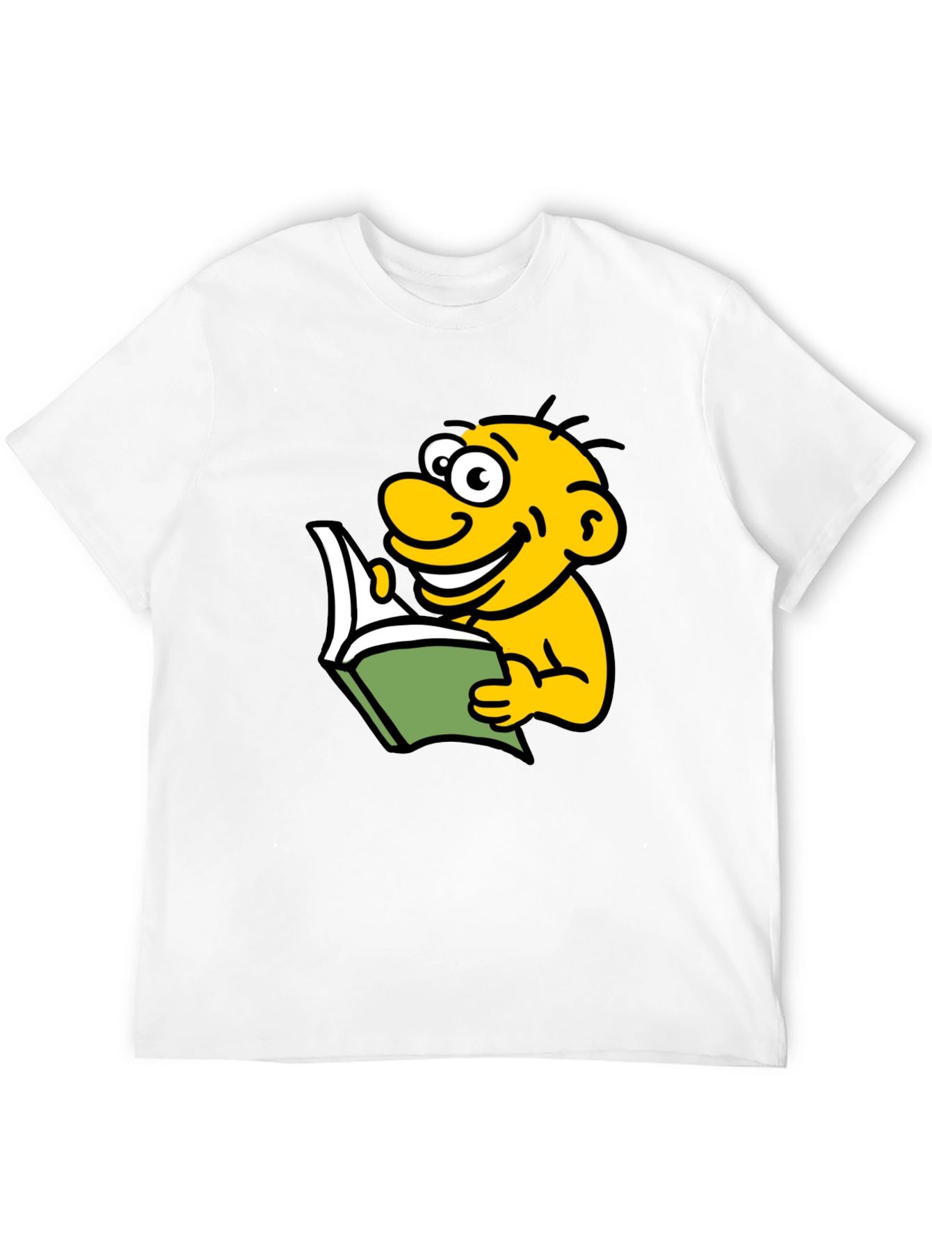Black Cartoon Character Reading T-Shirt view 12