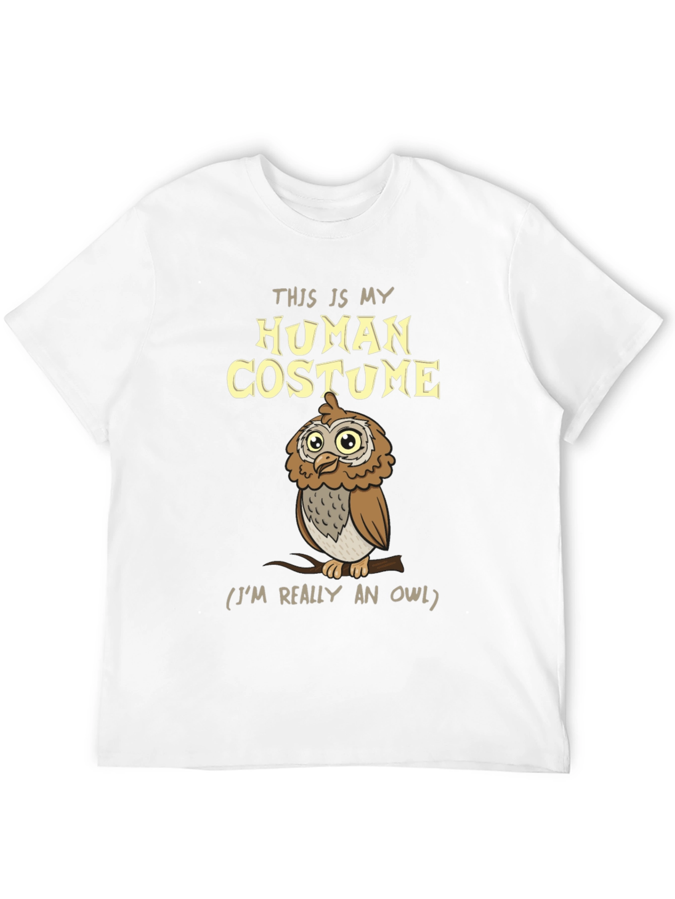 Black Human Costume Owl T-Shirt - Funny Halloween Tee view 12