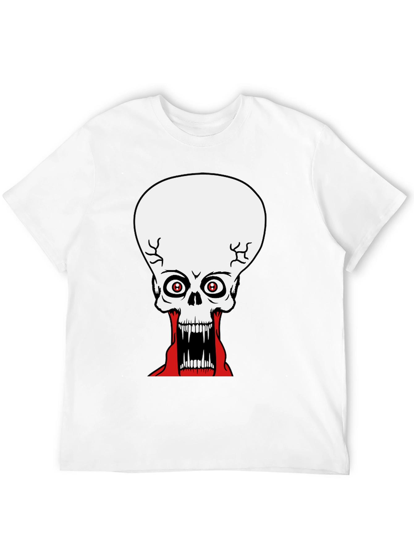 Black Creepy Skull Graphic Print Black T-Shirt view 12