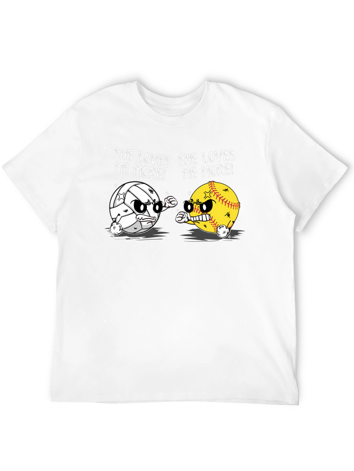 Black She Loves Me More T-Shirt: Volleyball vs Softball Funny Tee view 12