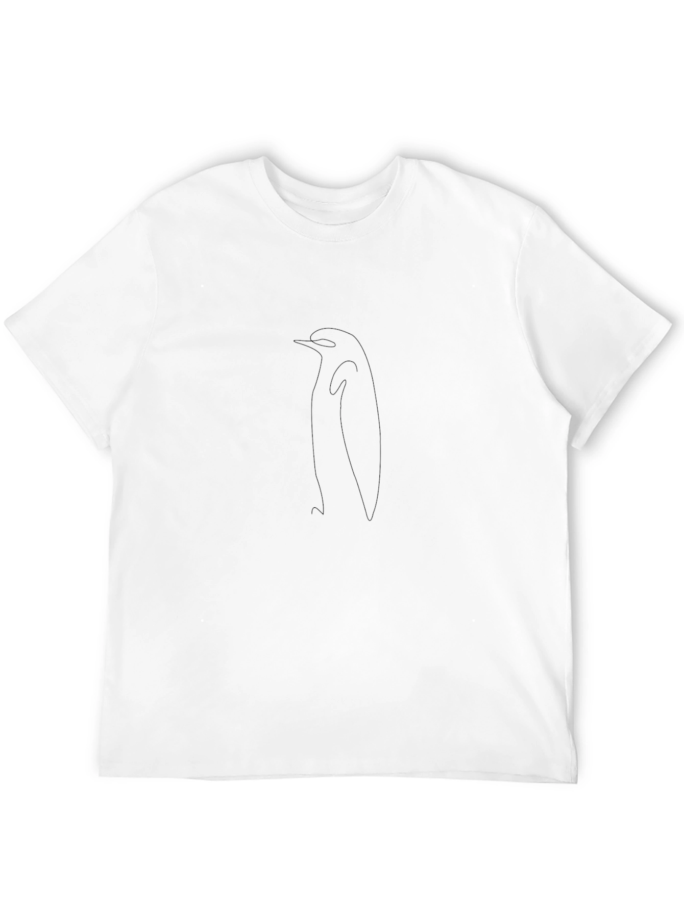 Black Minimalist Penguin Outline Black T-Shirt view 12